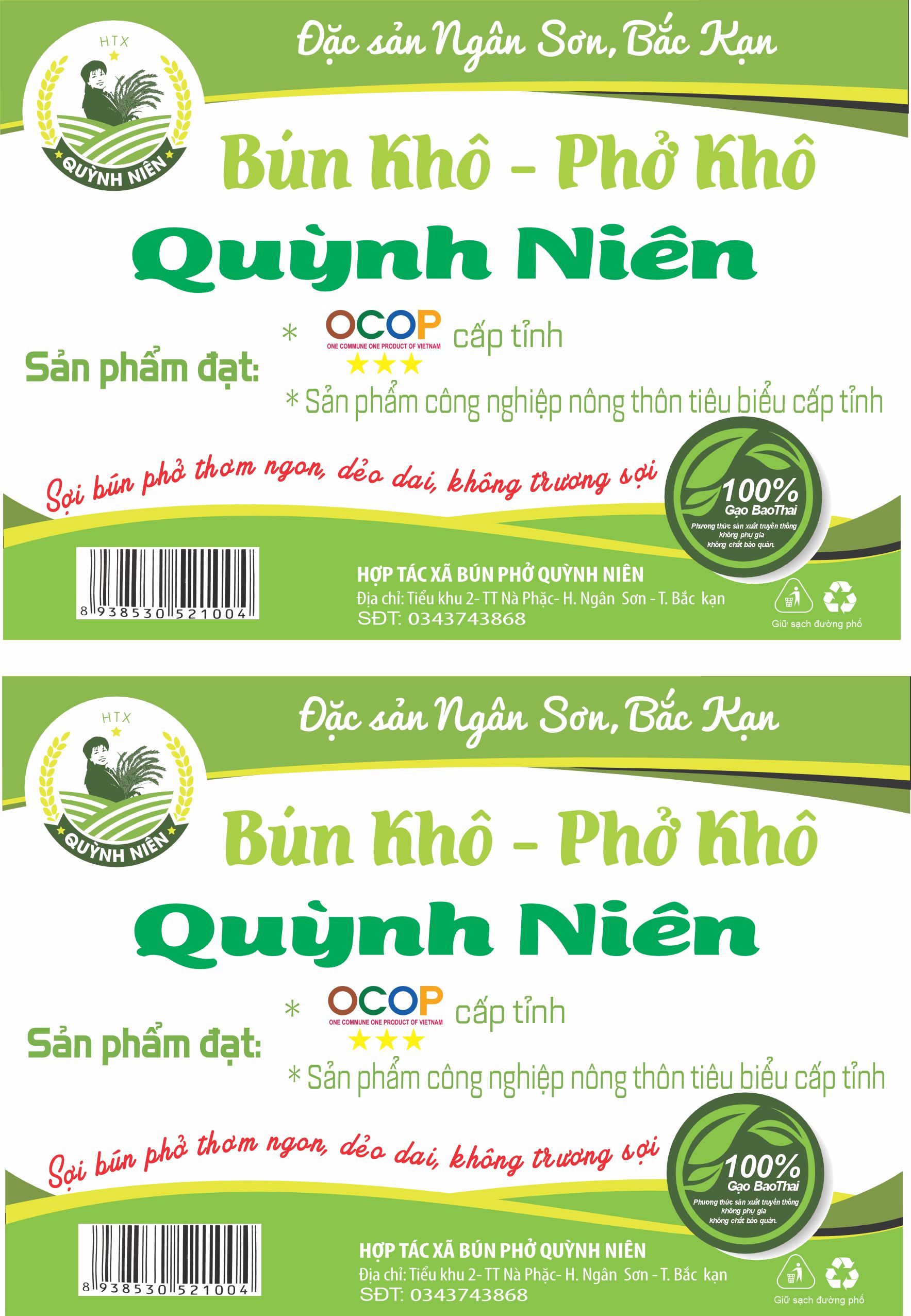 Mẫu biển hợp tác xã bún phở quỳnh niên