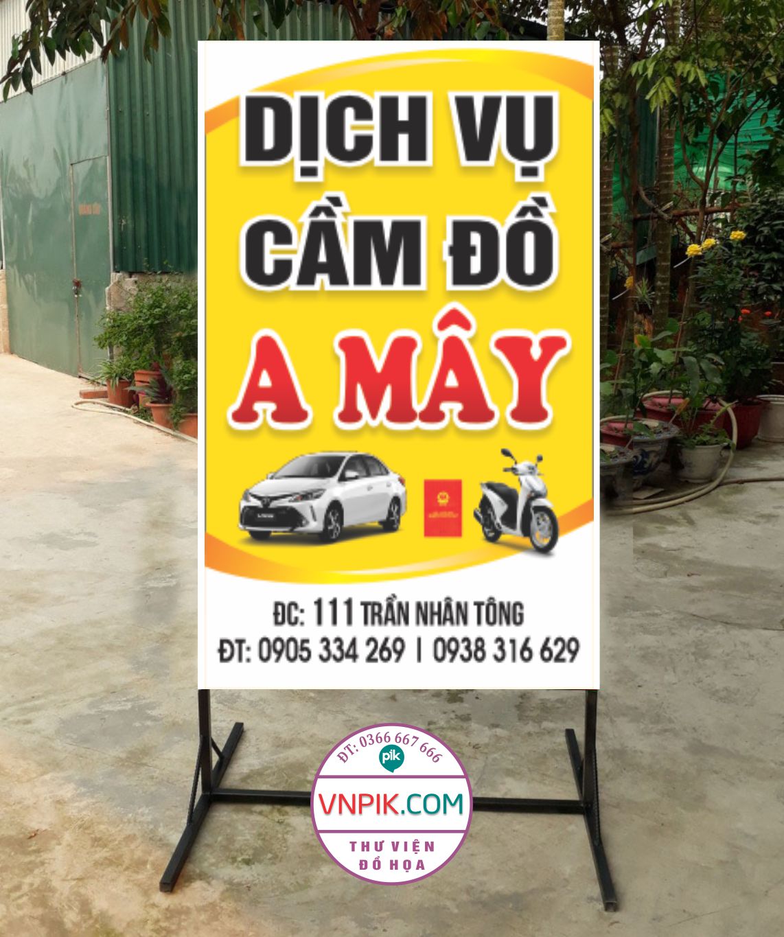 Mẫu biển vấy dịch vụ cầm đồ A mây