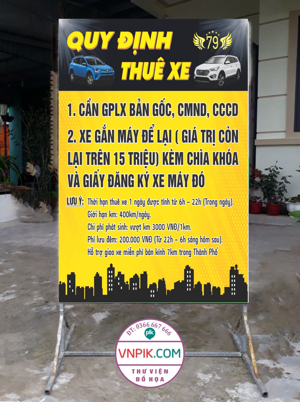 Mẫu biển vấy quy định cho thuê xe