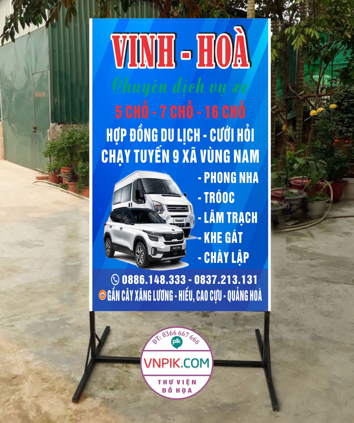 Mẫu biển vấy vinh hoà cho thuê xe