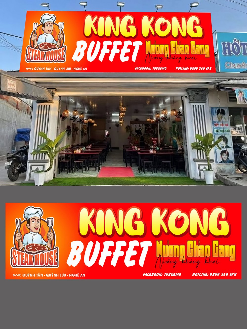 Mẫu bảng quảng cáo quán nướng buffet King kong đẹp - VNPIK.COM