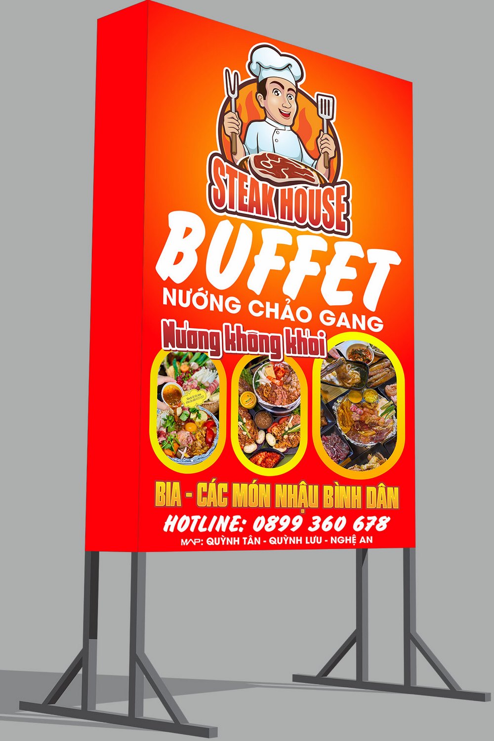 Bảng quảng cáo hộp đèn quán nướng buffet King kong đẹp - VNPIK.COM