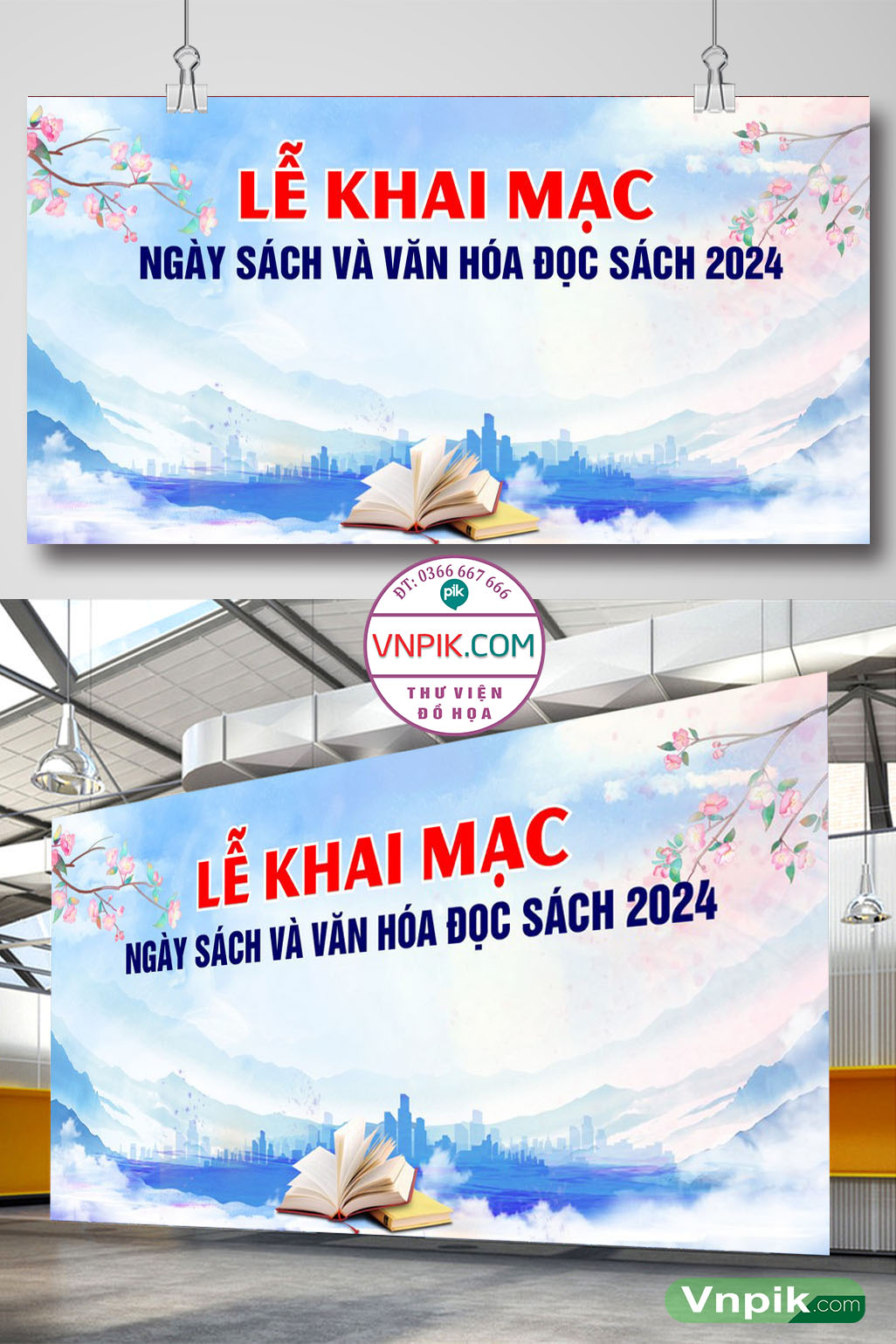 Phông nền Lễ Khai Mạc ngày sách và văn hóa đọc file corel