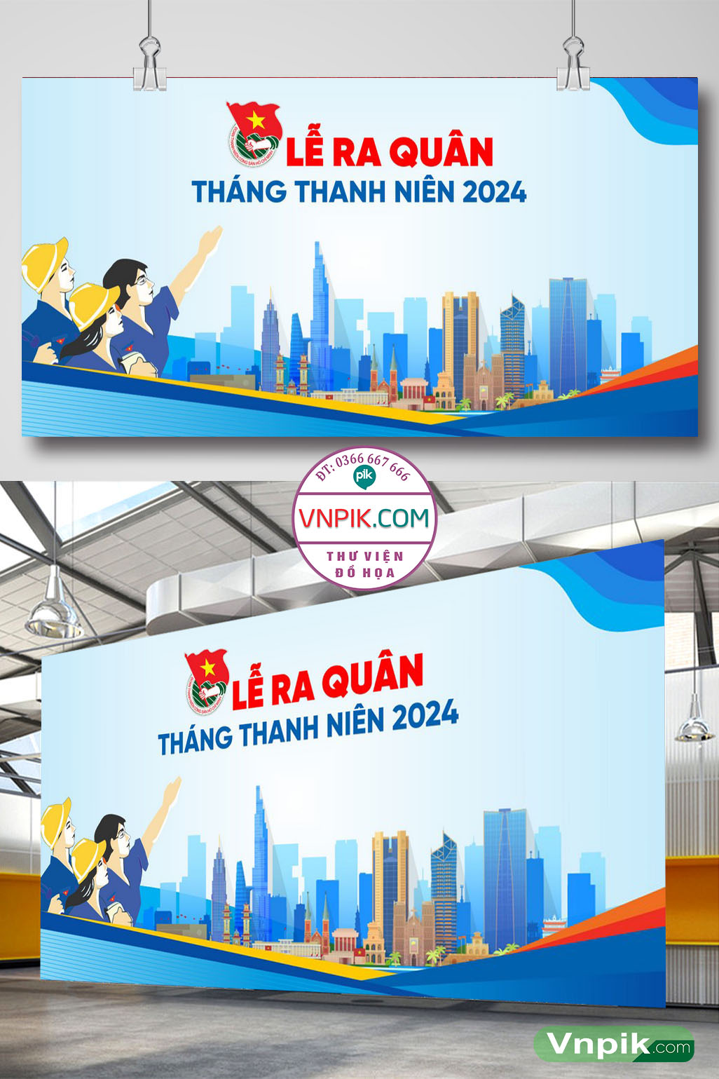 Phông nền Lễ Ra Quân tháng thanh niên 2024 file corel x7