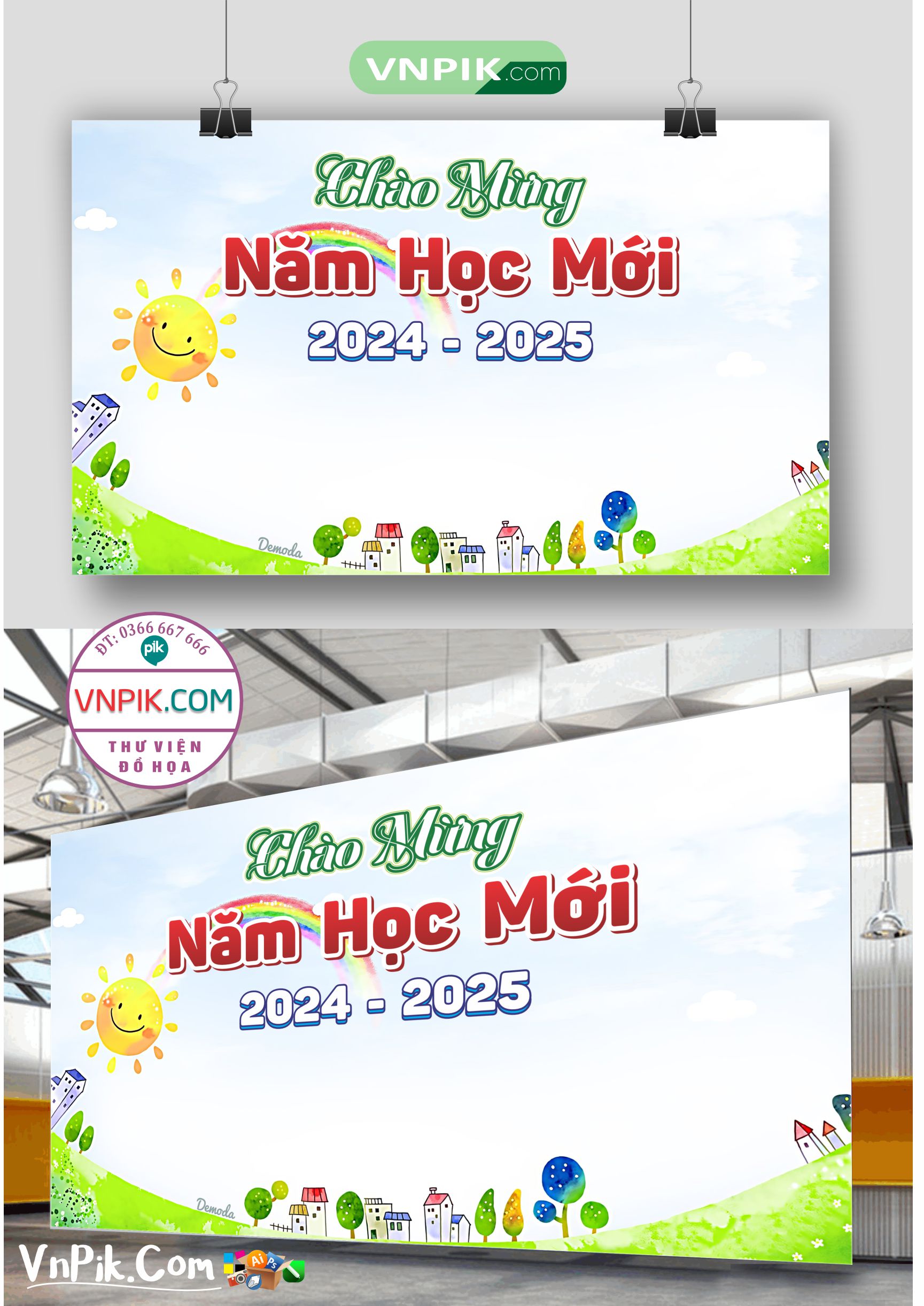 Backdrop Sân Khấu Khai Giảng Đẹp 2024 – 2025 File Corel Mẫu 14