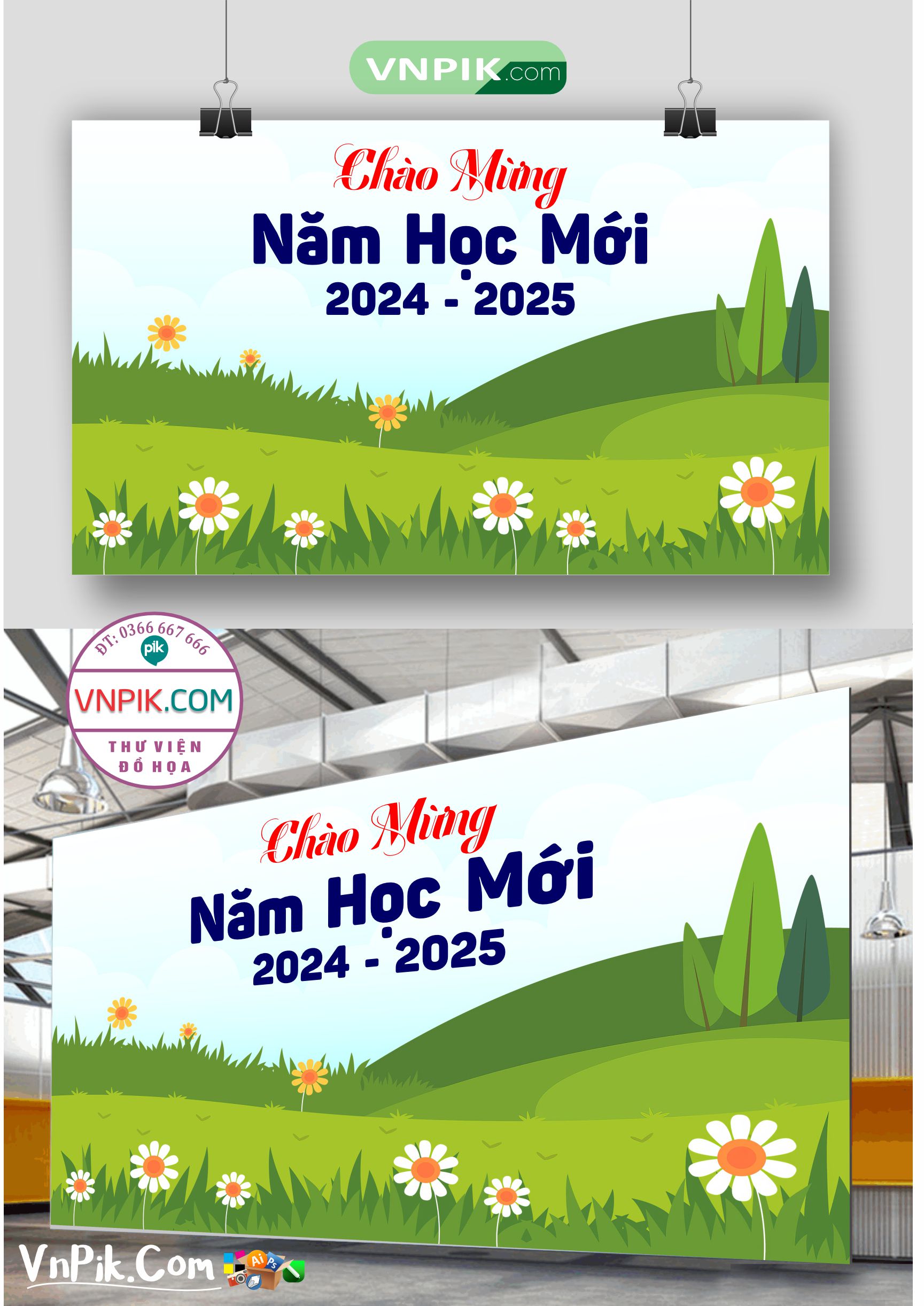 Backdrop Sân Khấu Khai Giảng Đẹp 2024 – 2025 File Corel Mẫu 19