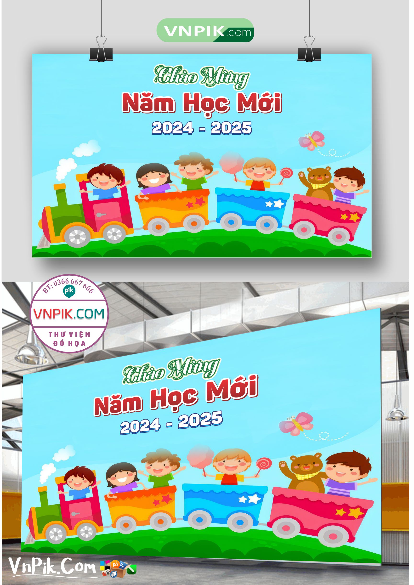 Backdrop Sân Khấu Khai Giảng Đẹp 2024 – 2025 File Corel Mẫu 23