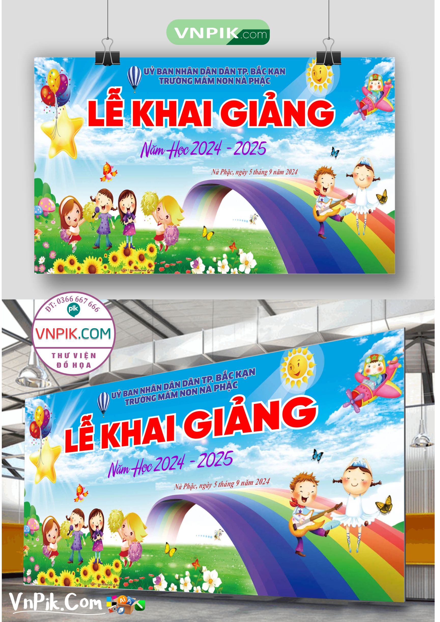 Backdrop Sân Khấu Khai Giảng Đẹp 2024 – 2025 File Corel Mẫu 28