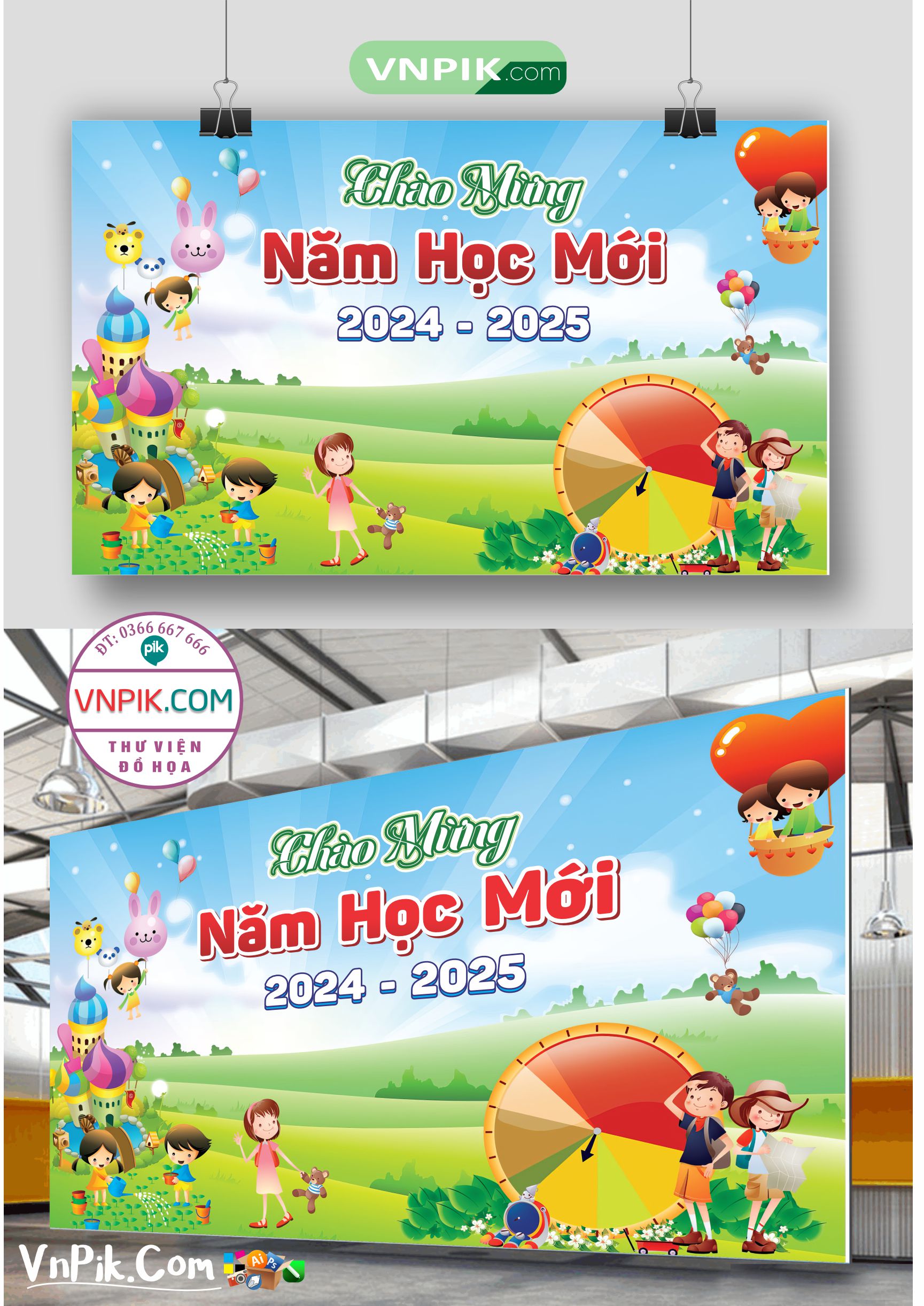 Backdrop Sân Khấu Khai Giảng Đẹp 2024 – 2025 File Corel Mẫu 30