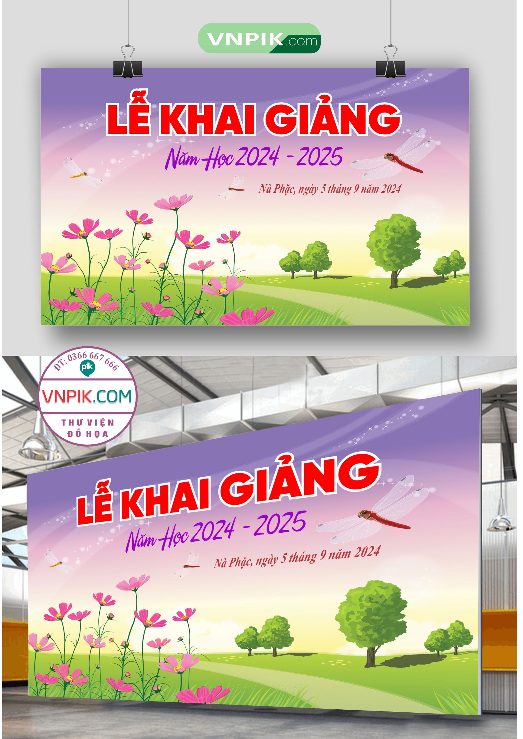 Backdrop Sân Khấu Khai Giảng Đẹp 2024 – 2025 File Corel Mẫu 49