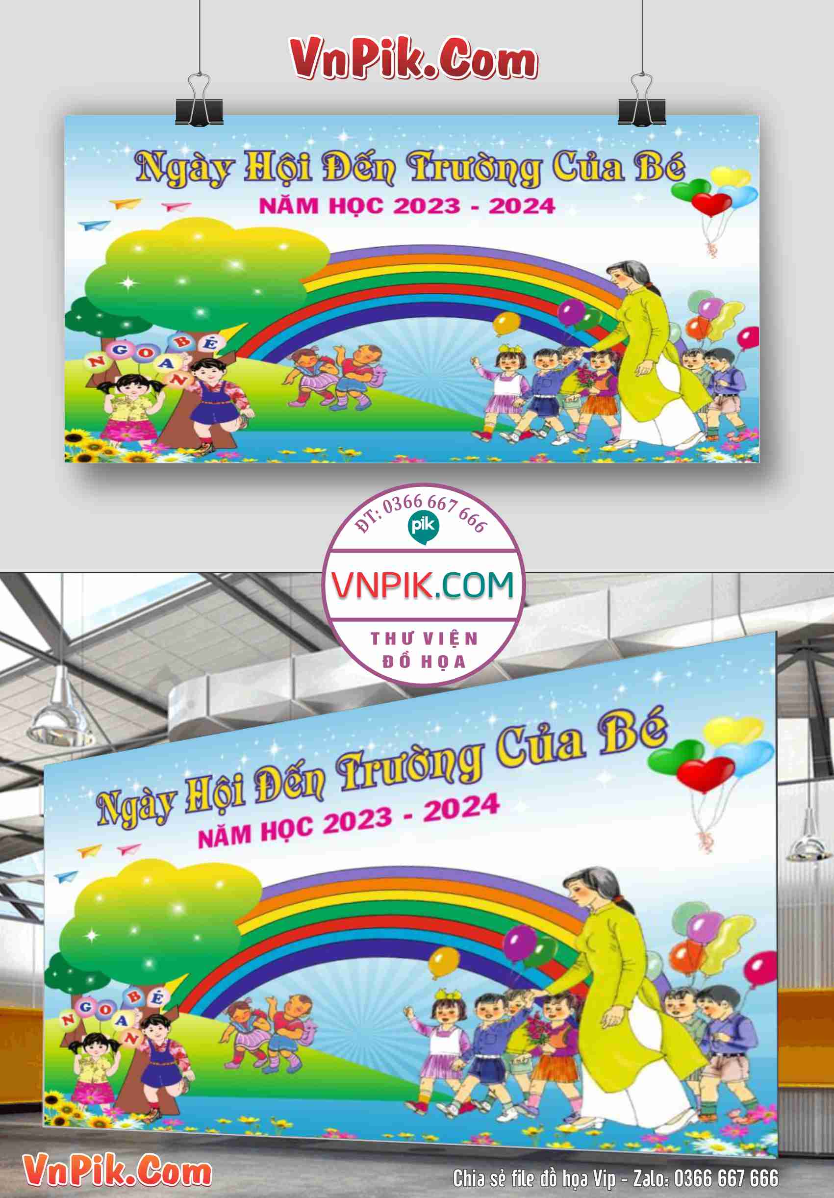 Backdrop Sân Khấu Khai Giảng Đẹp 2024 – 2025 File Corel Mẫu 53