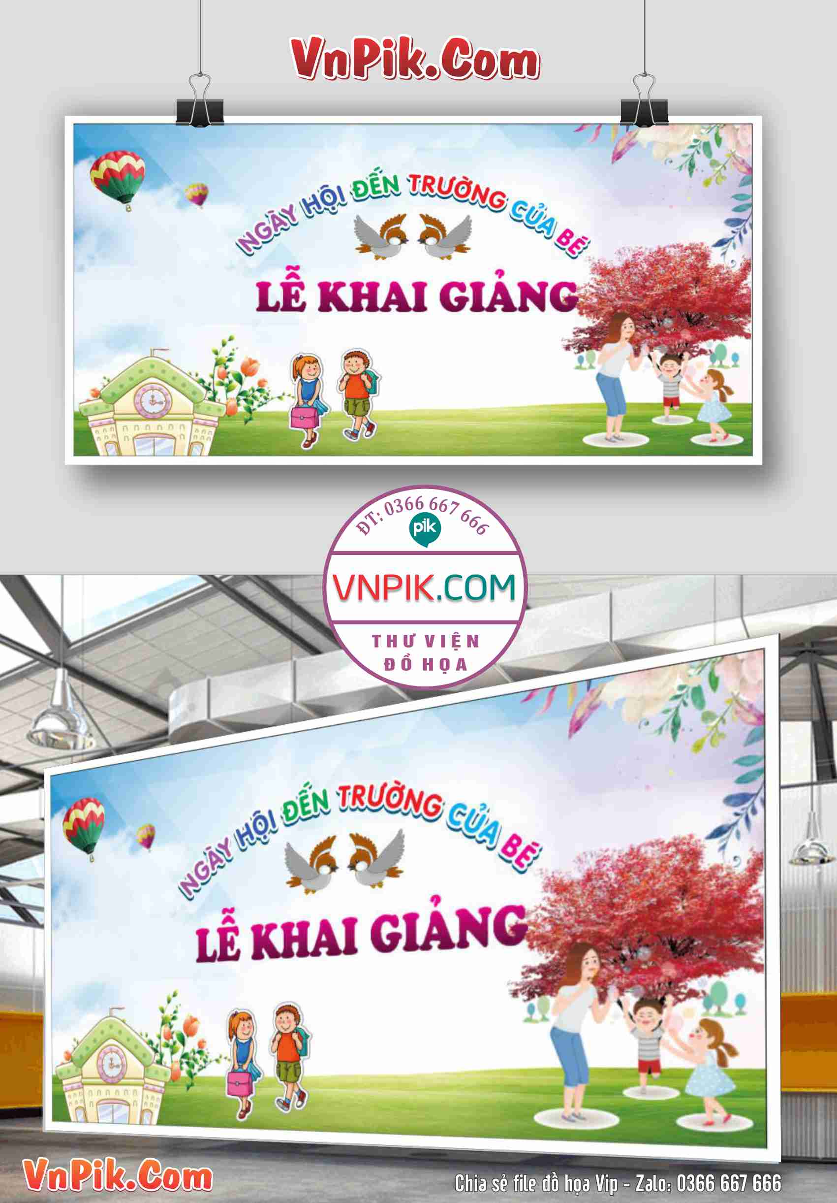 Backdrop Sân Khấu Khai Giảng Đẹp 2024 – 2025 File Corel Mẫu 66