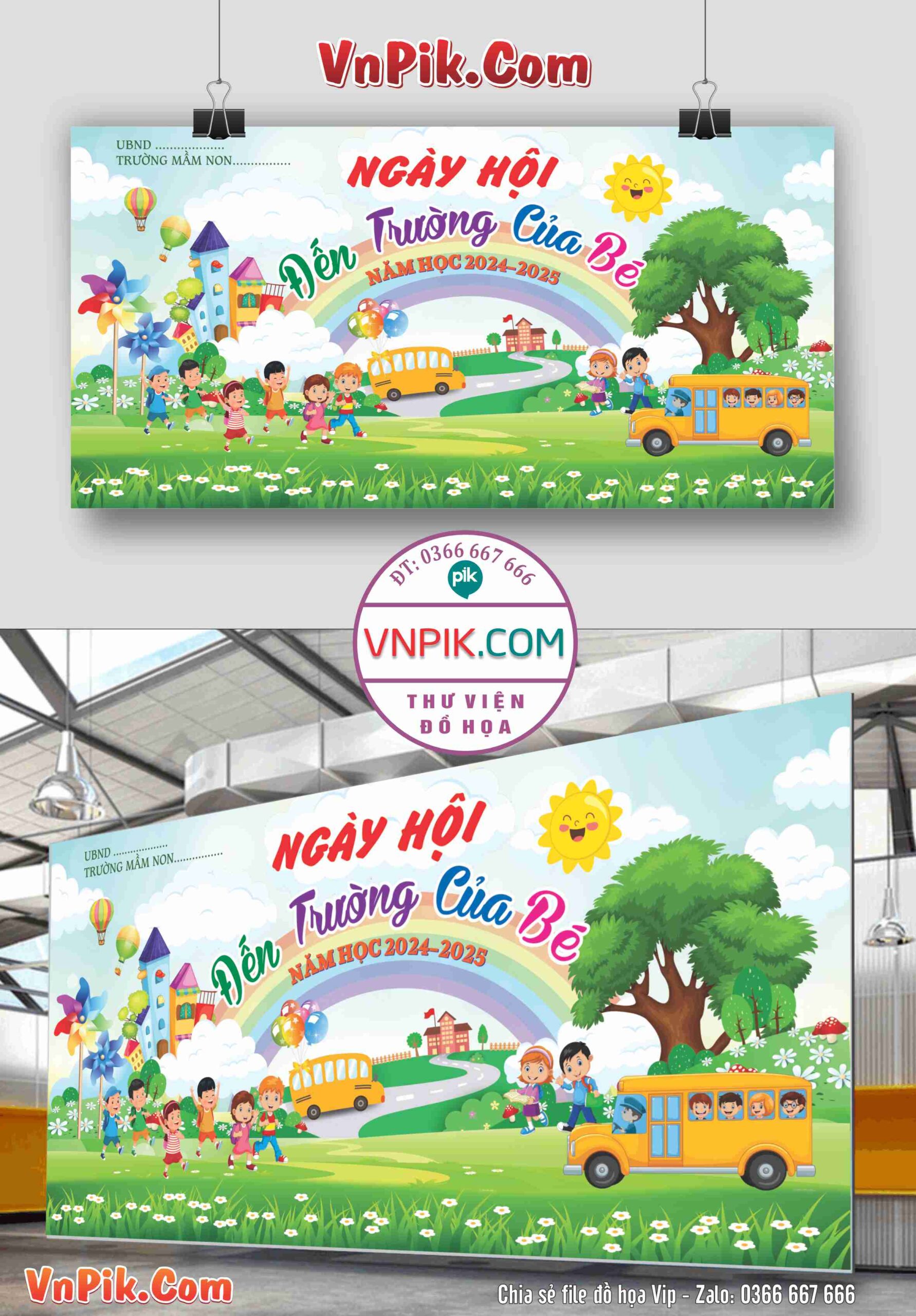 Backdrop Sân Khấu Khai Giảng Đẹp 2024 – 2025 File Corel Mẫu 72