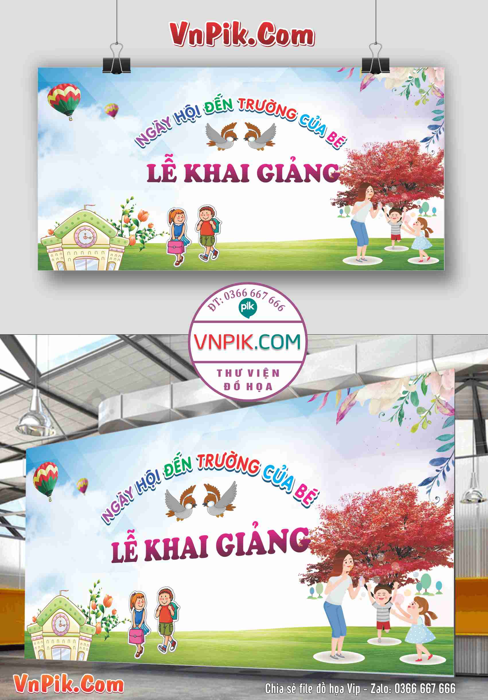 Backdrop Sân Khấu Khai Giảng Đẹp 2024 – 2025 File Corel Mẫu 73