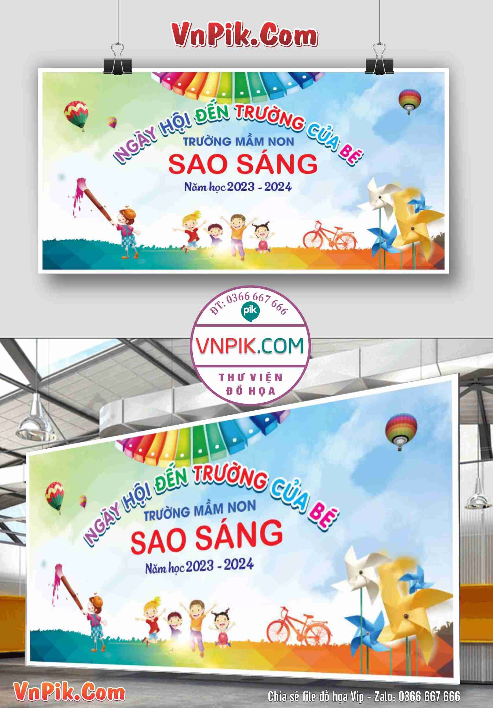 Backdrop Sân Khấu Khai Giảng Đẹp 2024 – 2025 File Corel Mẫu 74