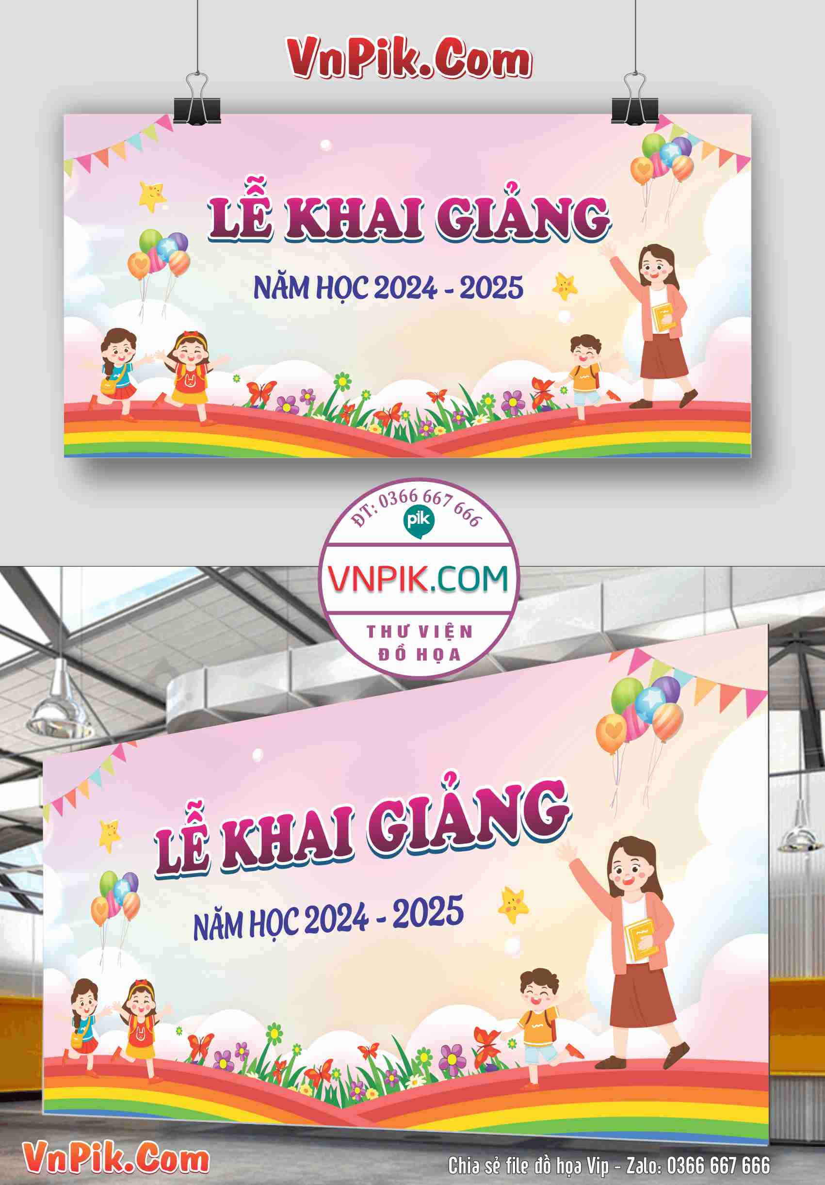 Backdrop Sân Khấu Khai Giảng Đẹp 2024 – 2025 File Corel Mẫu 76