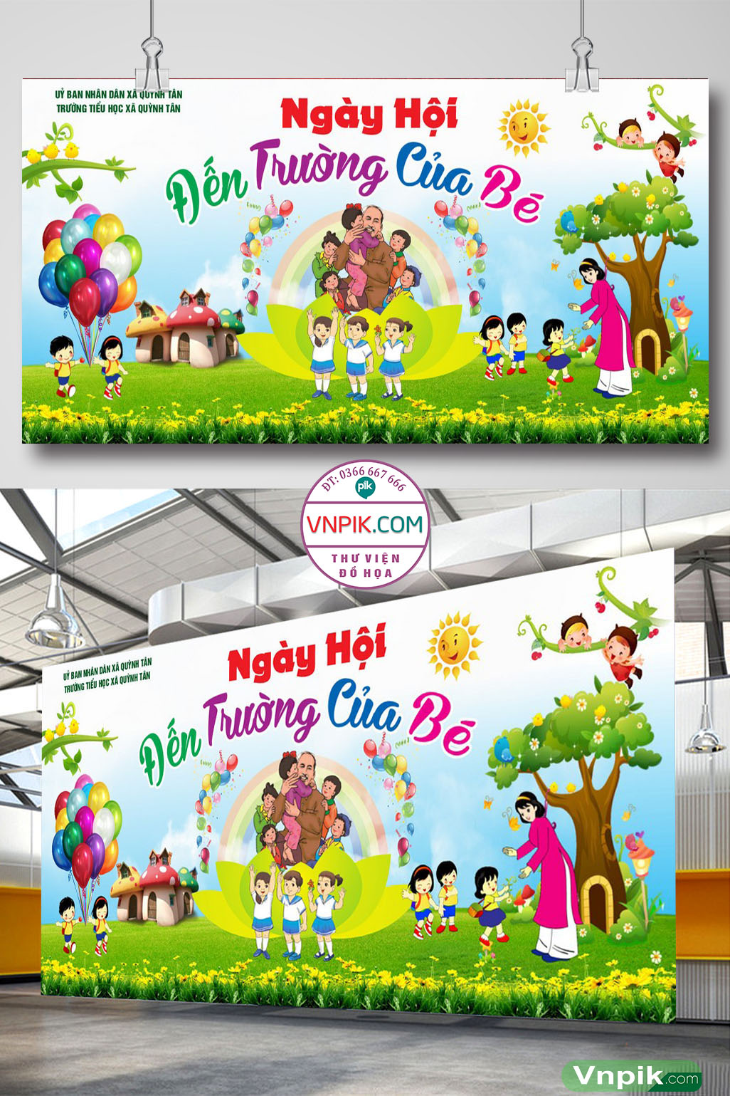 Backdrop sân khấu khai giảng đẹp 2024 – 2025 file corel Mẫu 02