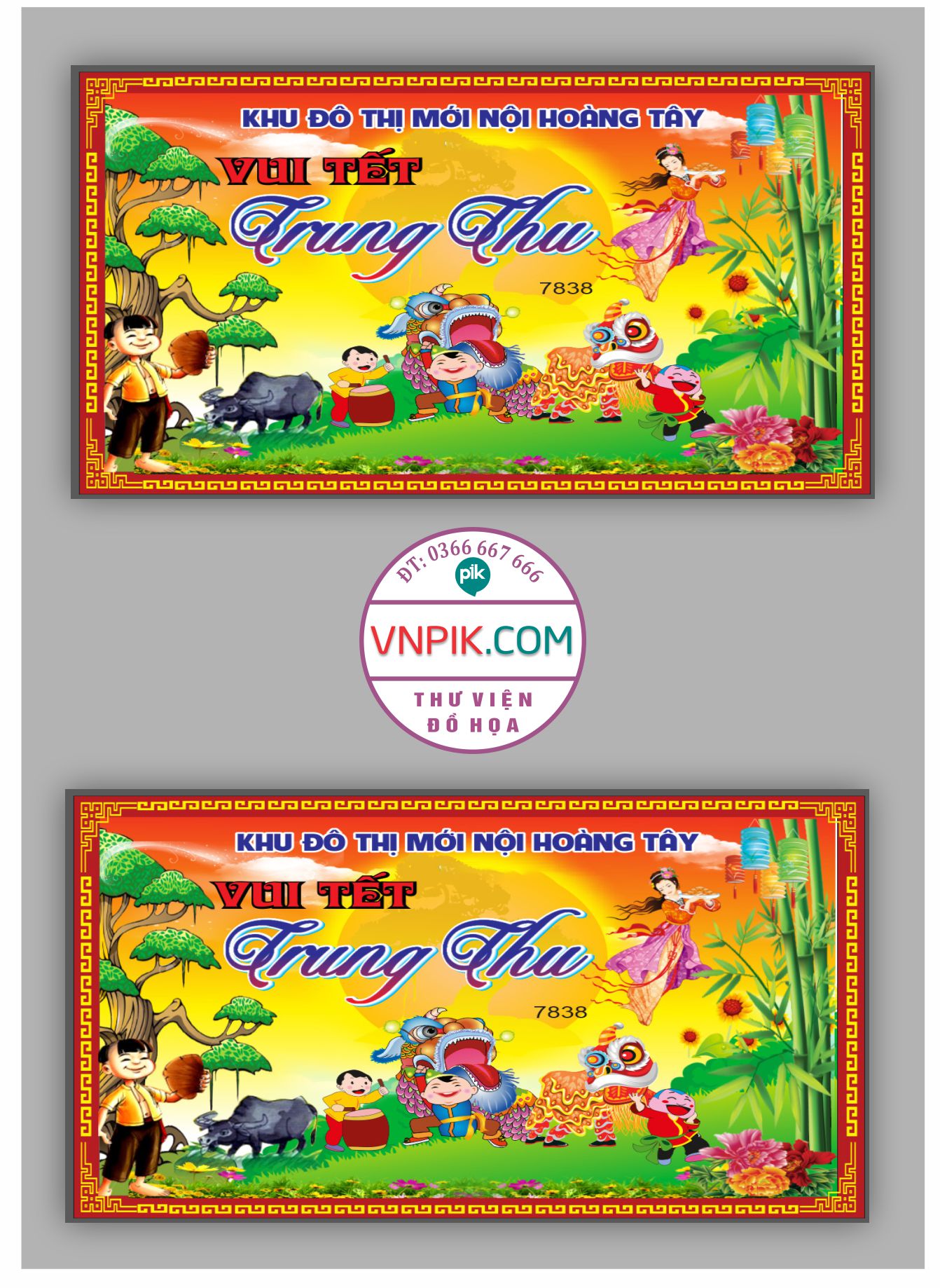 Backdrop vui tết trung thu – chú cuội – chị hằng