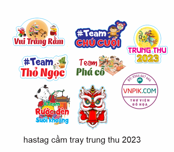 Hastag cầm tay rước đèn trung thu 2023 file vector