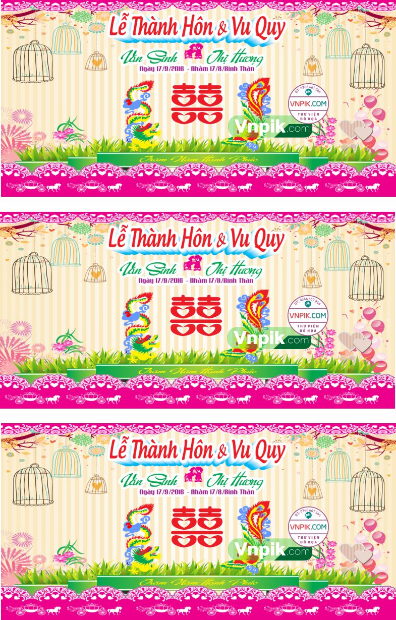 Market lễ thành hôn và lễ vu quy Văn Sinh và Thị Hương file thiết kế quảng cáo CorelDRAW x5