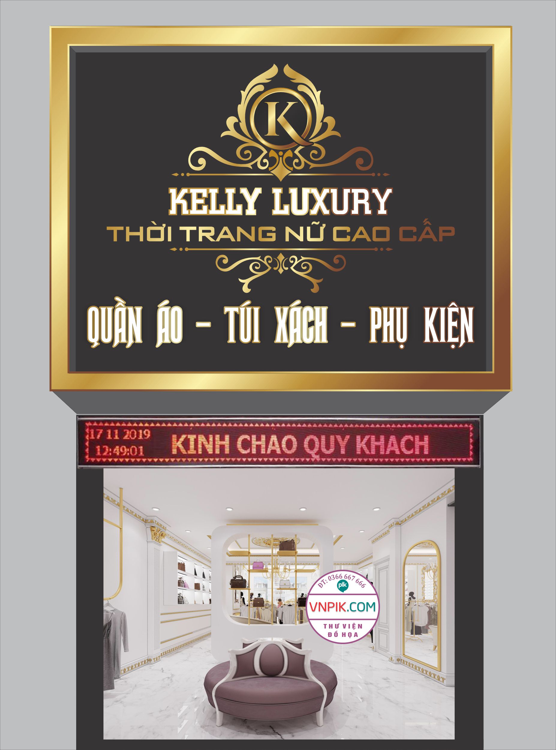 Mẫu biển thời trang nữ cao cấp kelly Luxury Mẫu 01