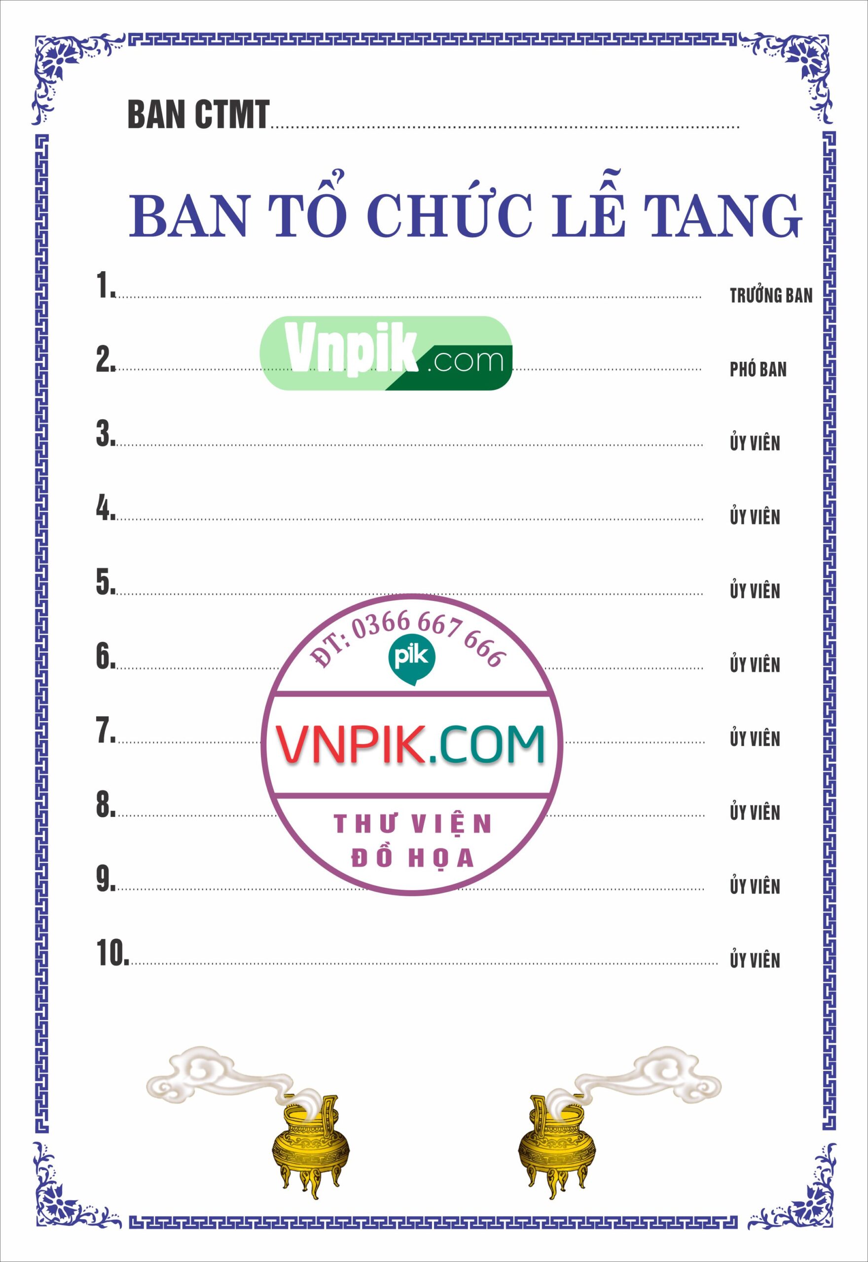 Mẫu giấy ban tổ chức lễ tang