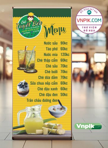 Mẫu Standee đồ ăn quán Tuyết Béo