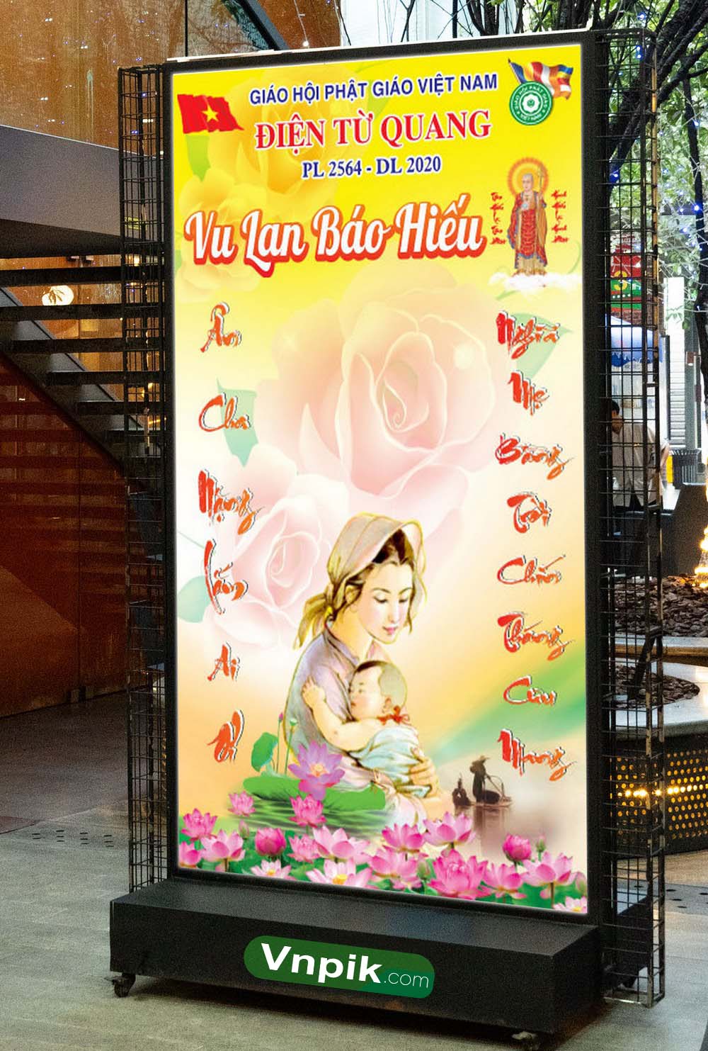 Mẫu poster mùa vu lan báo hiếu điện từ quang 01