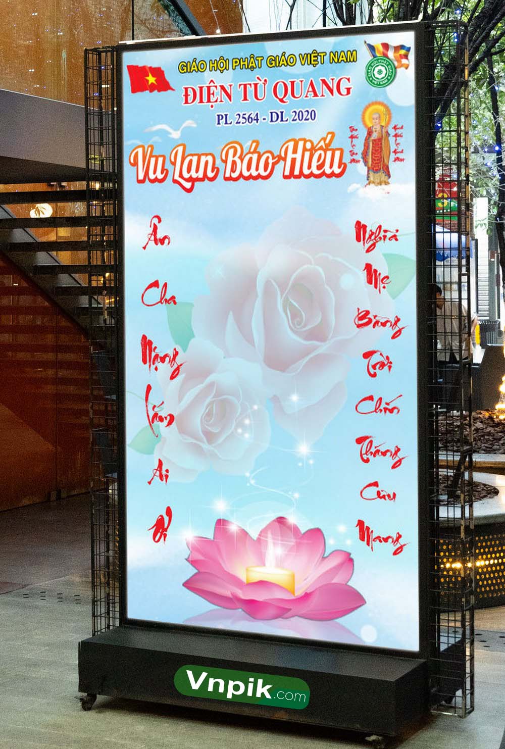 Mẫu poster mùa vu lan báo hiếu điện từ quang 06