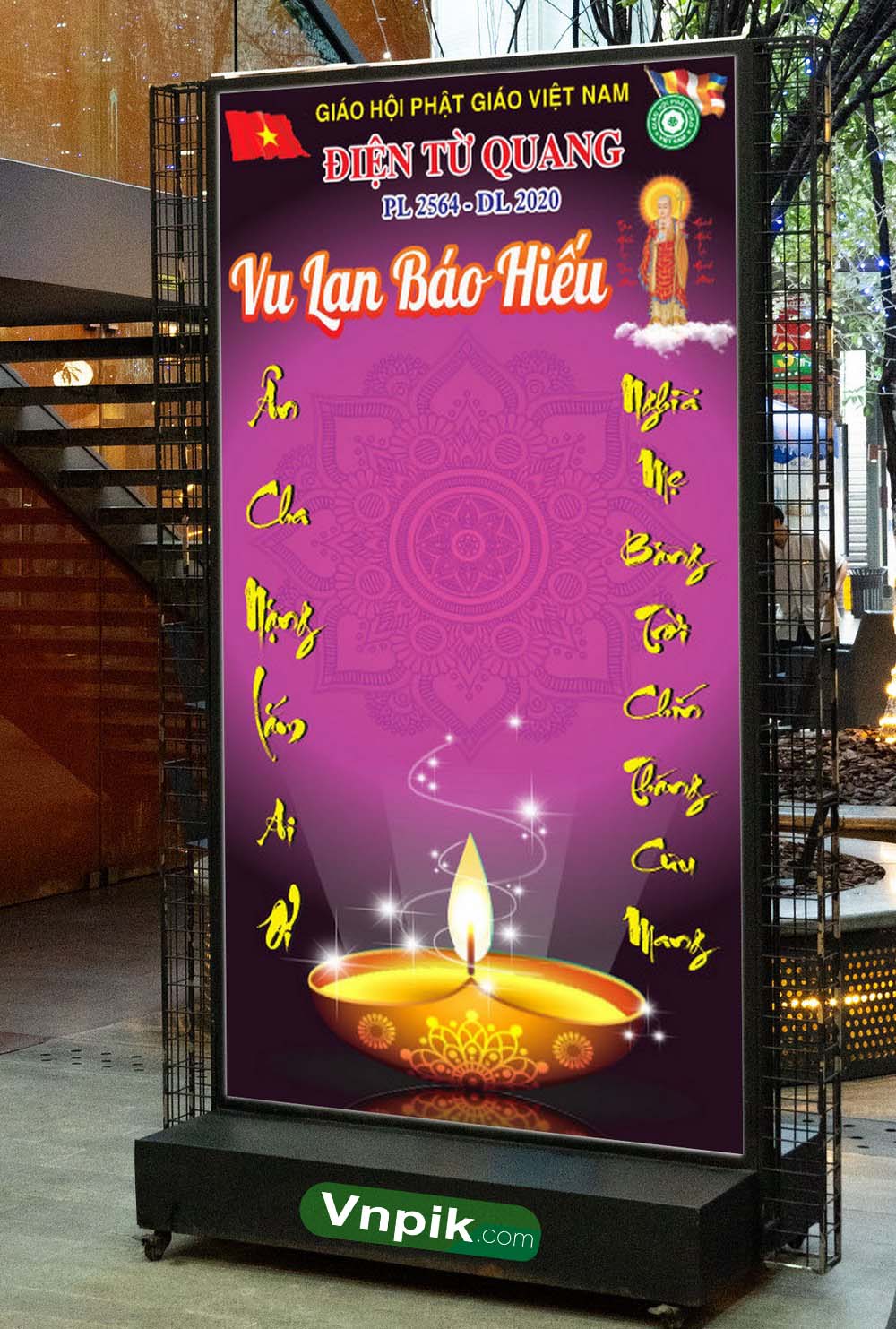 Mẫu poster mùa vu lan báo hiếu điện từ quang 08