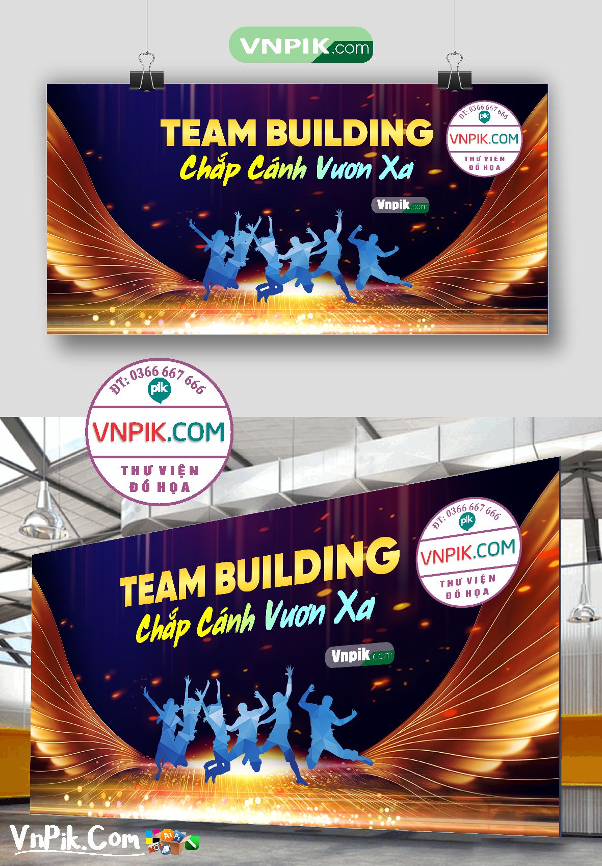 Phông nền Slogan Team Building chắp cánh vươn xa