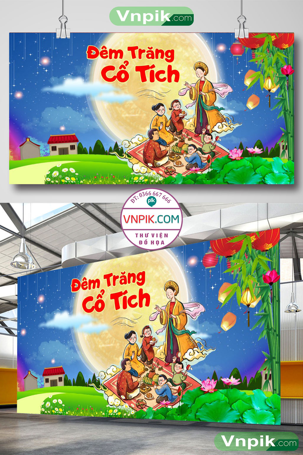 Phông nền sân khấu lễ tết trung thu 2024 đẹp 08