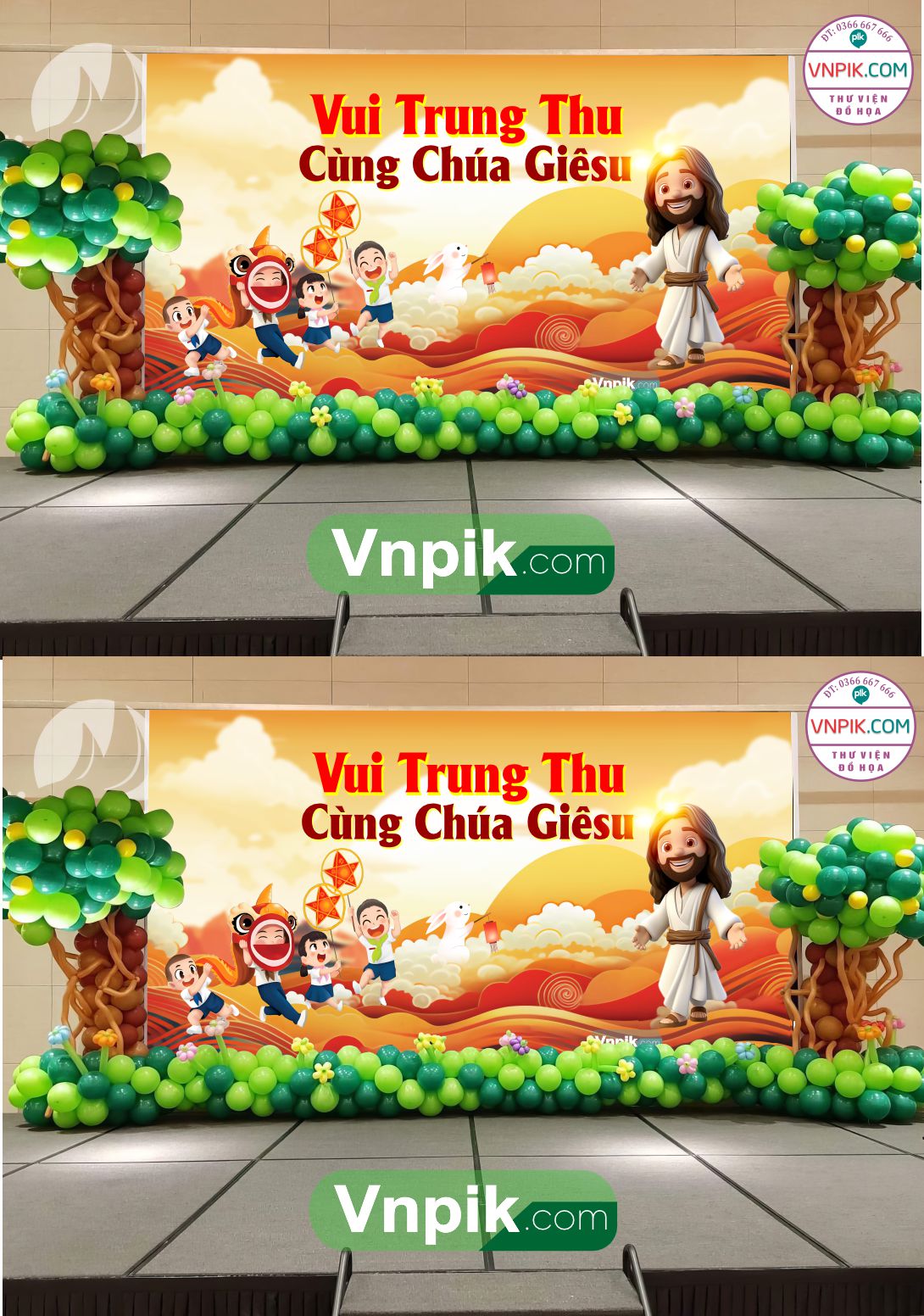 Phông nền background vui tết trung thu cùng Chúa Giêsu