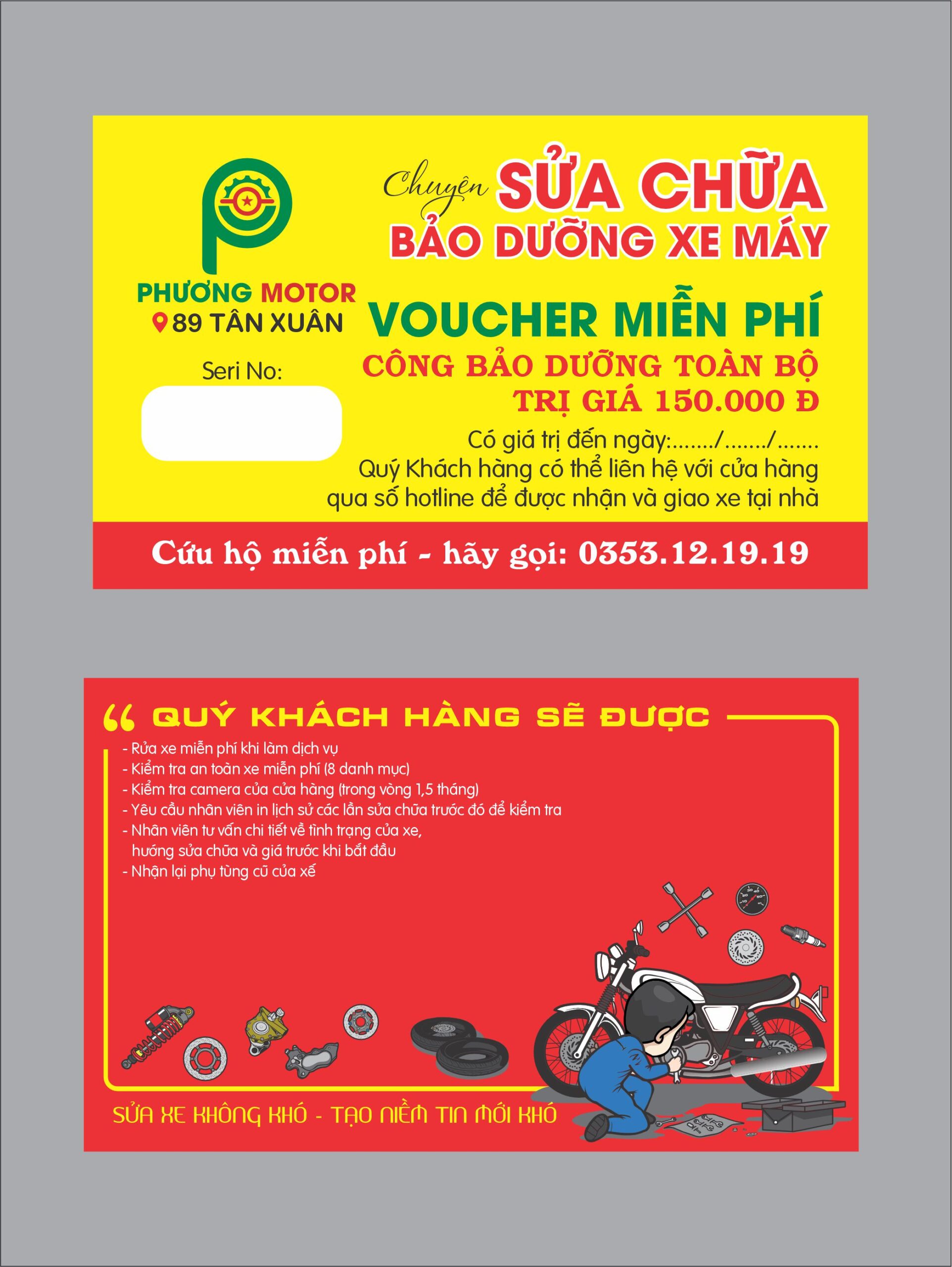 Mẫu name card voucher miễn phí phương motor