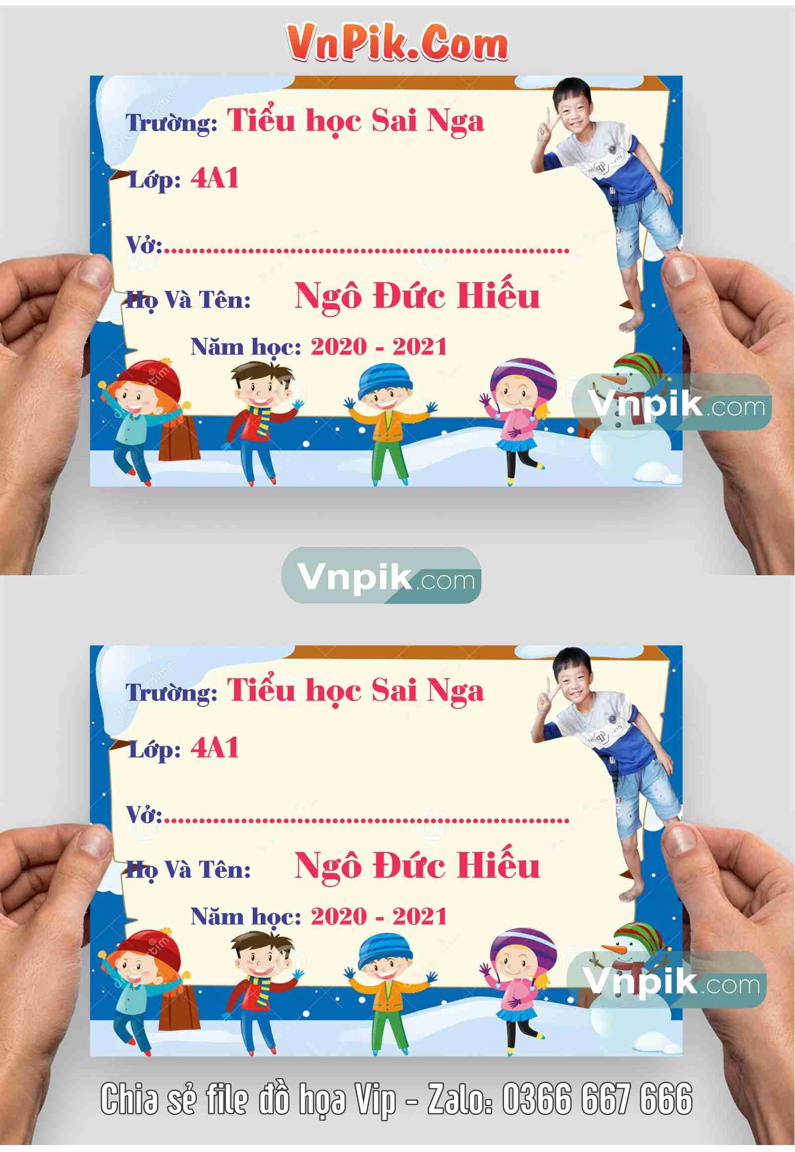 File Tem Nhãn Vở Đẹp File Corel X7 Mẫu 62