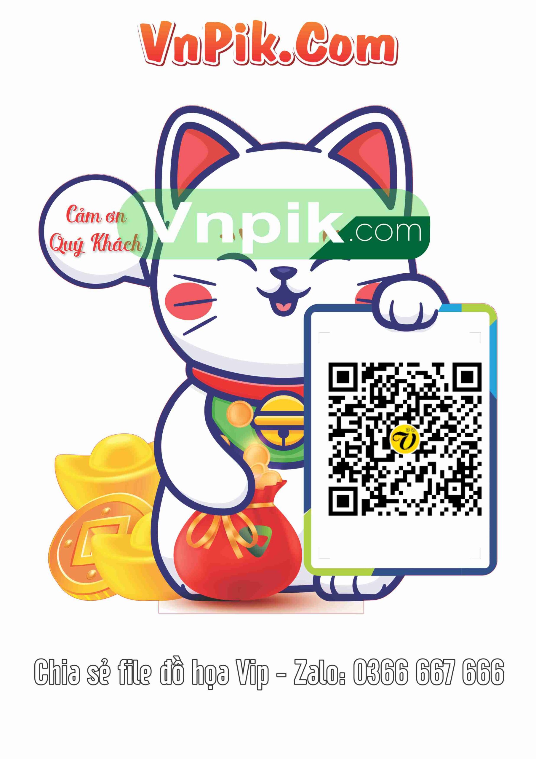 Mã QR mèo thần tài mẫu 01