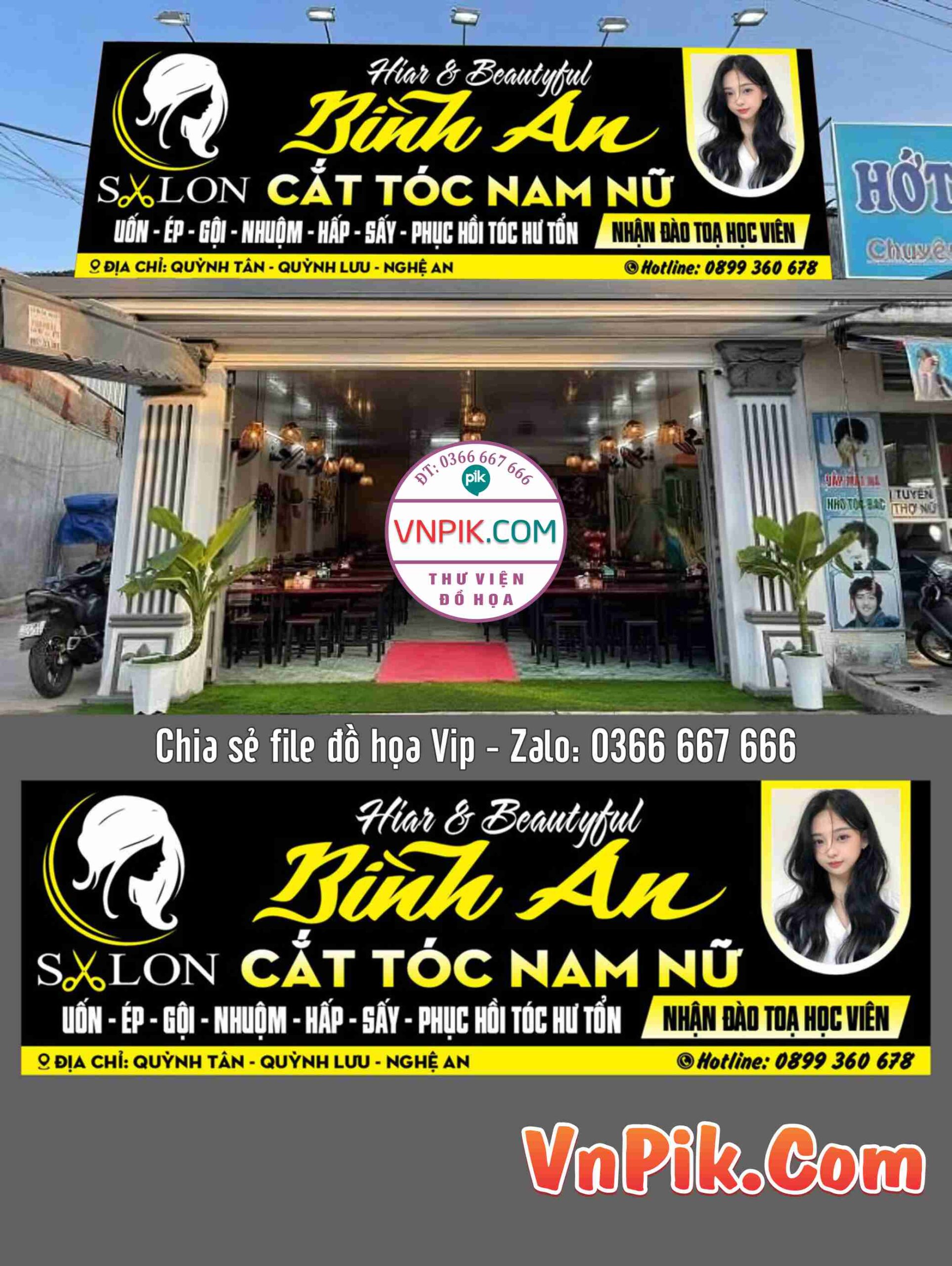 Mẫu bảng quảng cáo tiệm cắt tóc nam nữ hair salon file corel