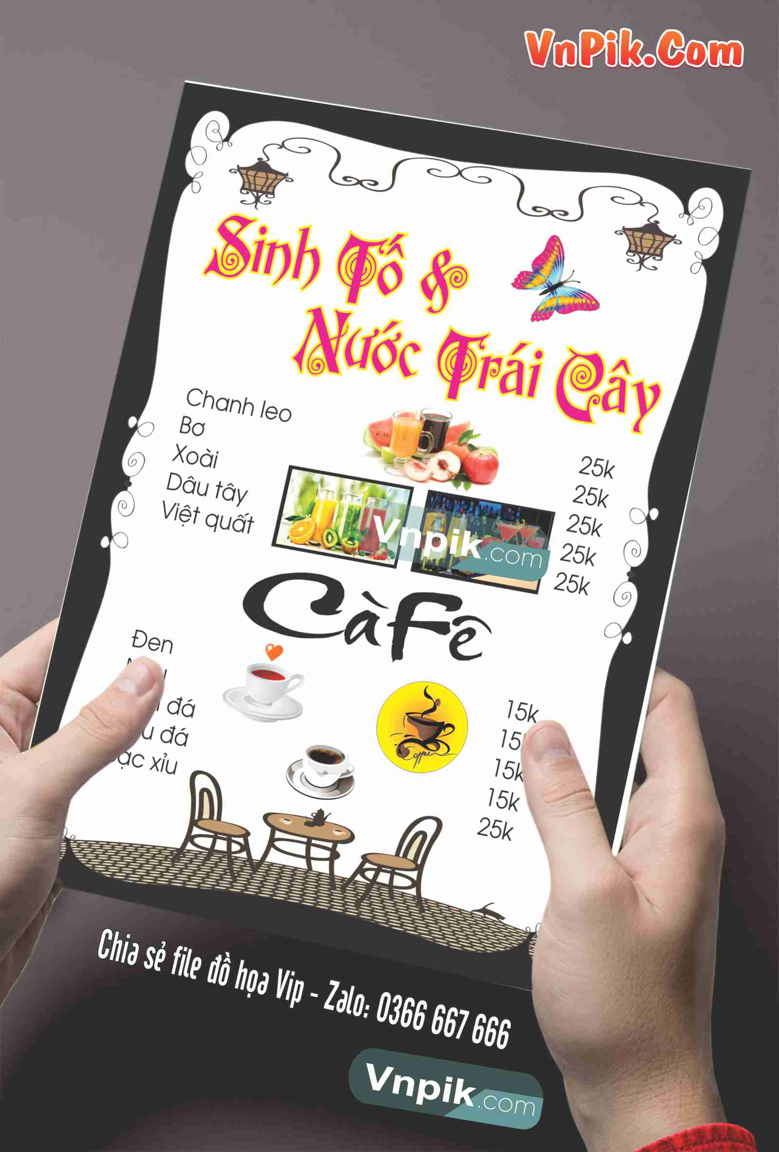 Menu trà sữa, đồ ăn vặt mẫu 4