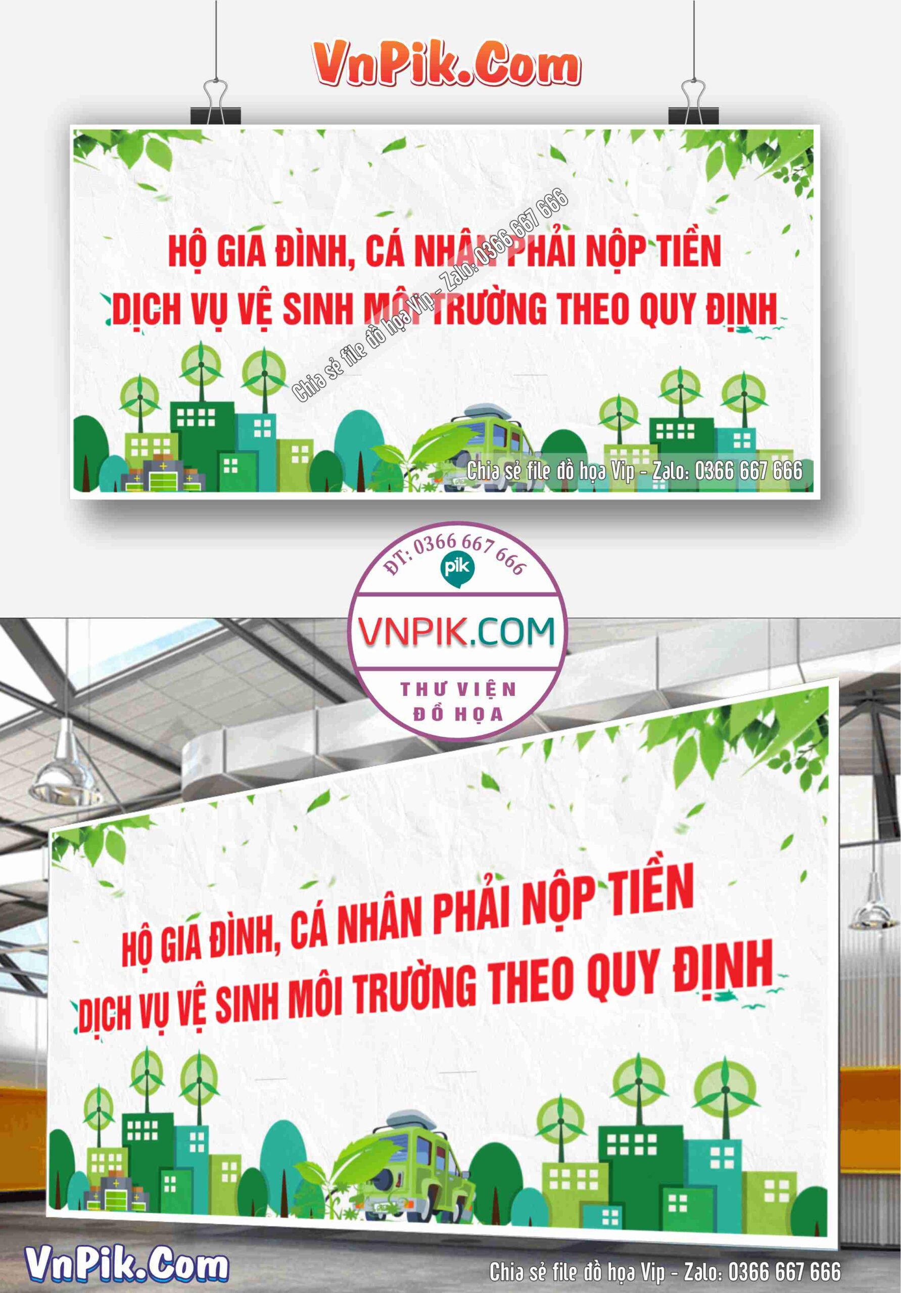 Pano dịch vụ vệ sinh môi trường file vector corel