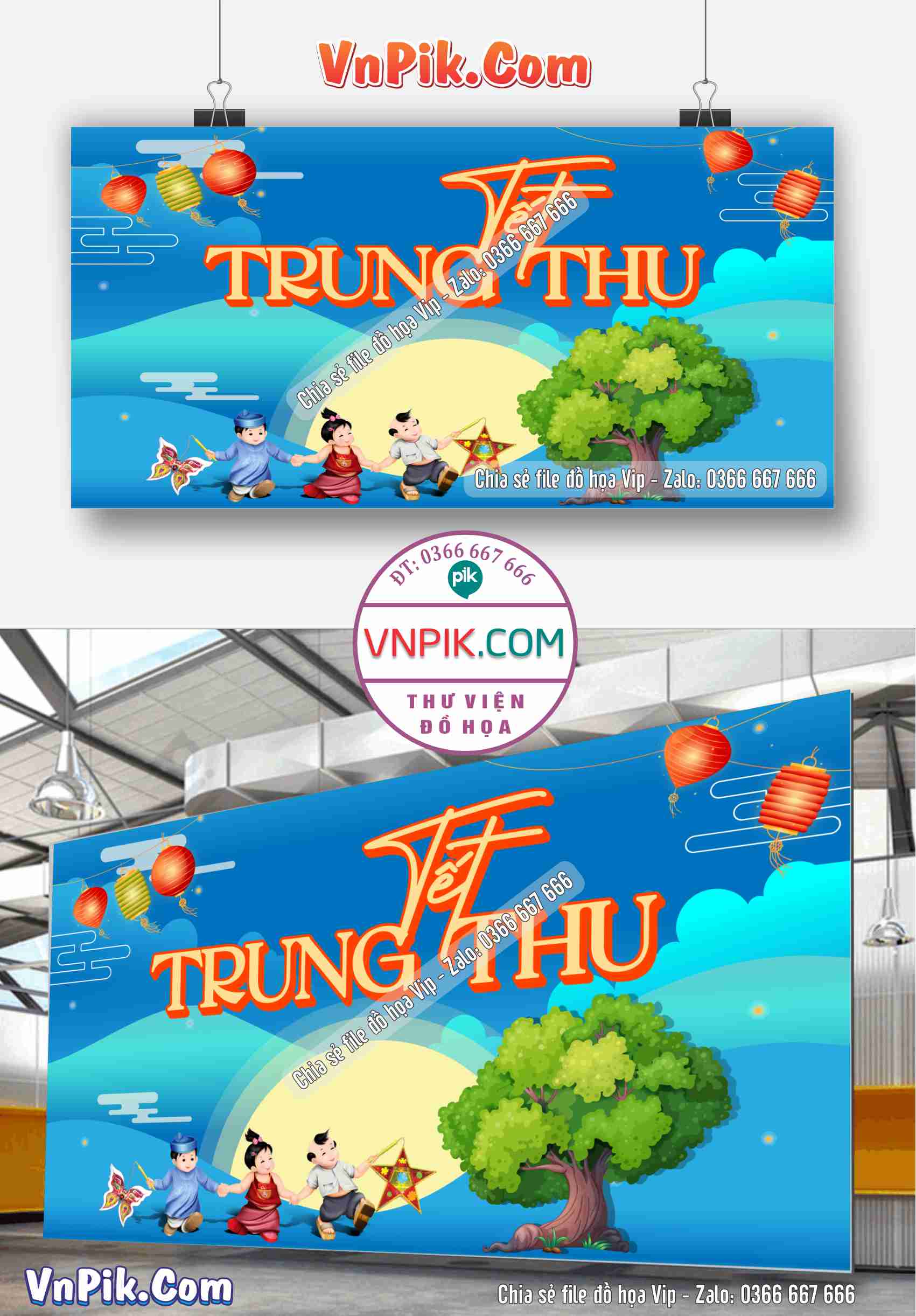 Phông Nền Sân Khấu Lễ Tết Trung Thu 2024 Đẹp 78