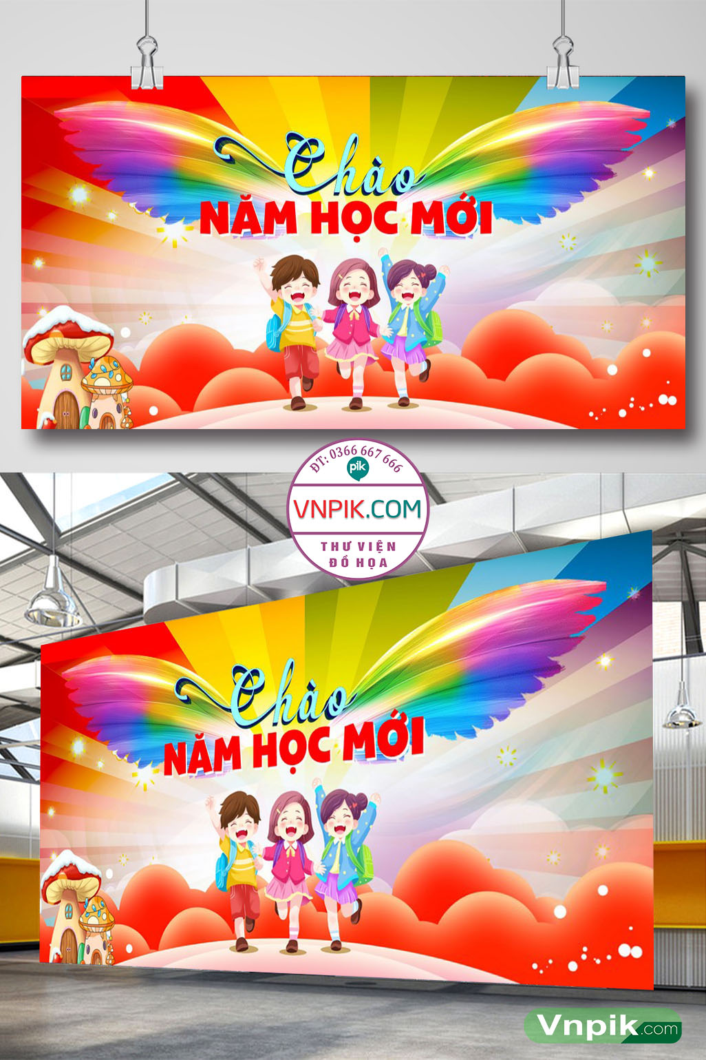 Backdrop Sân Khấu Khai Giảng Đẹp 2024 – 2025 File Corel Mẫu 88