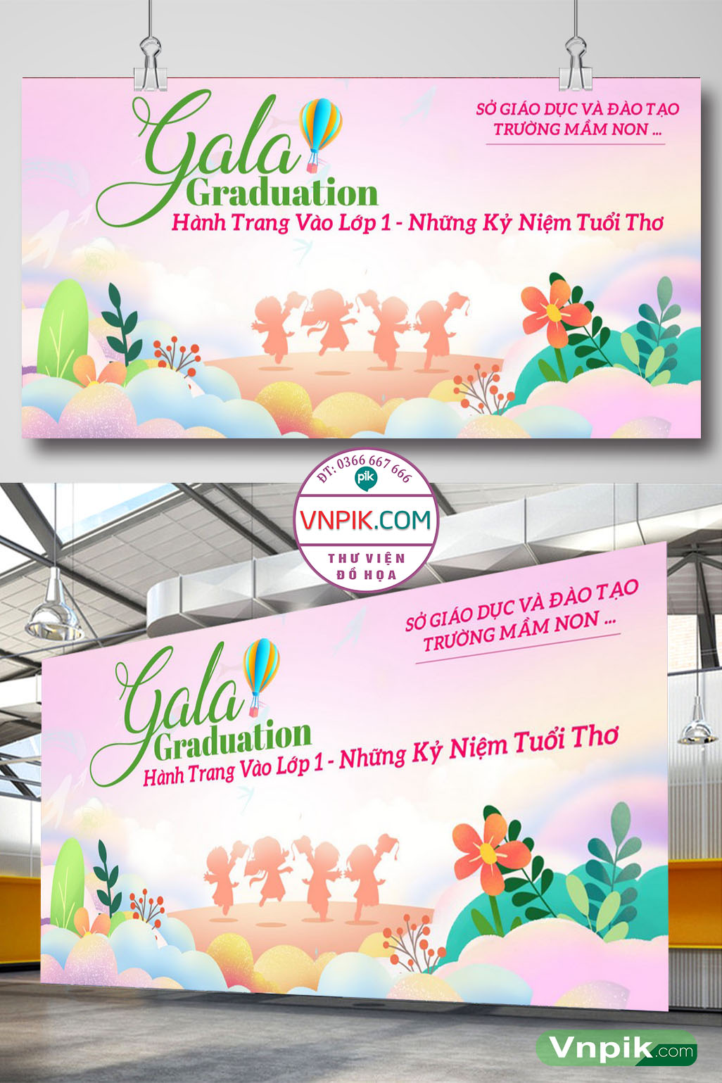 Phông nền Gala Graduation Hành trang vào lớp 1 file corel