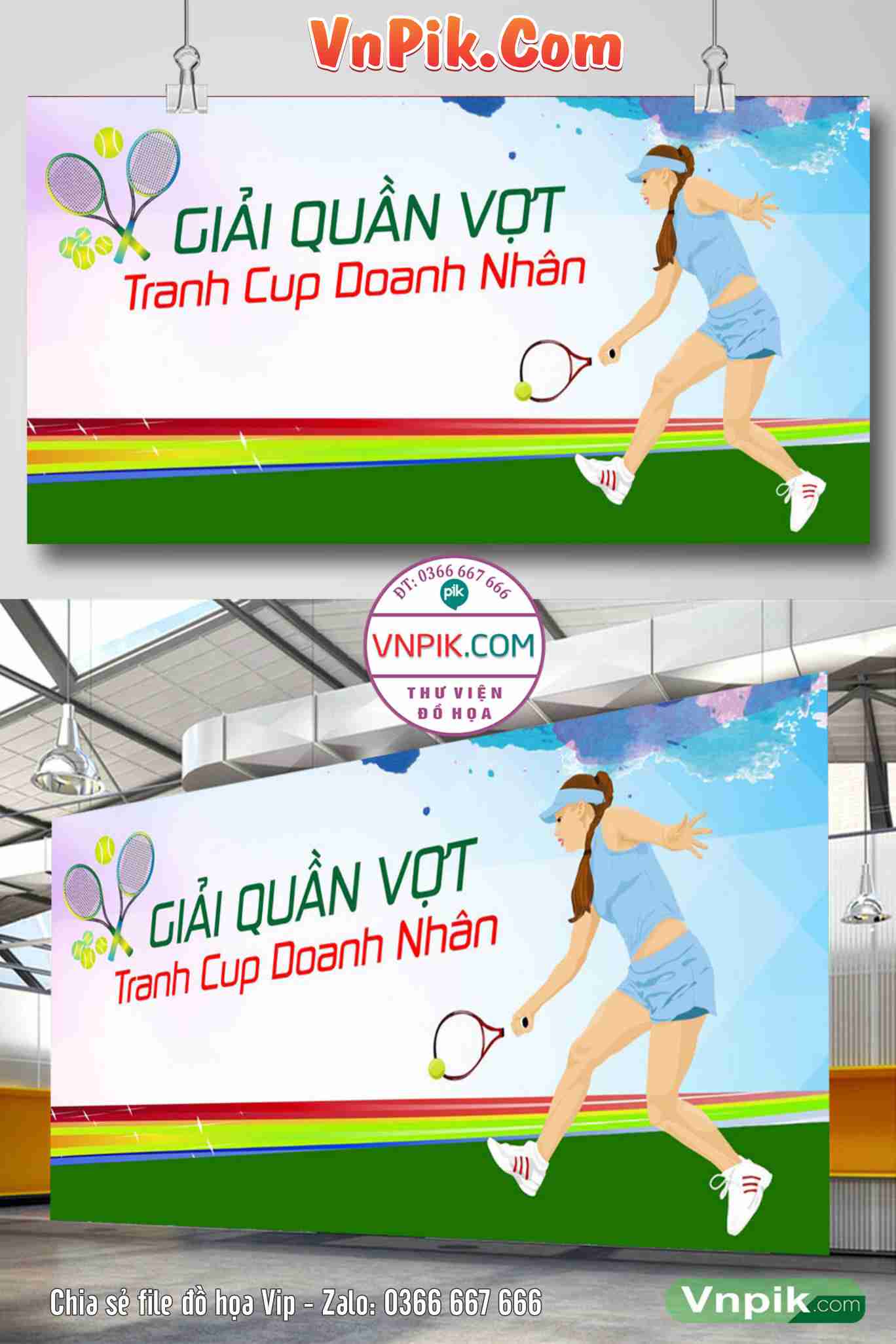 Phông nền Giải quần vợt tranh cúp Doanh Nhân file corel