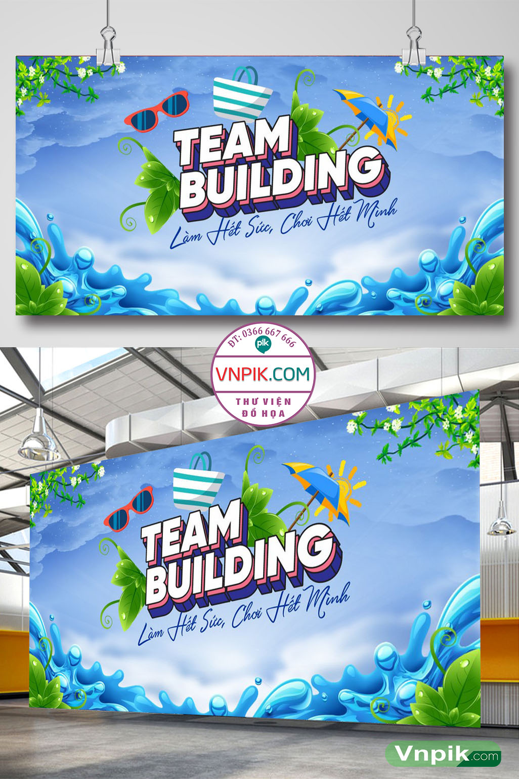 Phông nền Team building Làm Hết Sức chơi hết mình