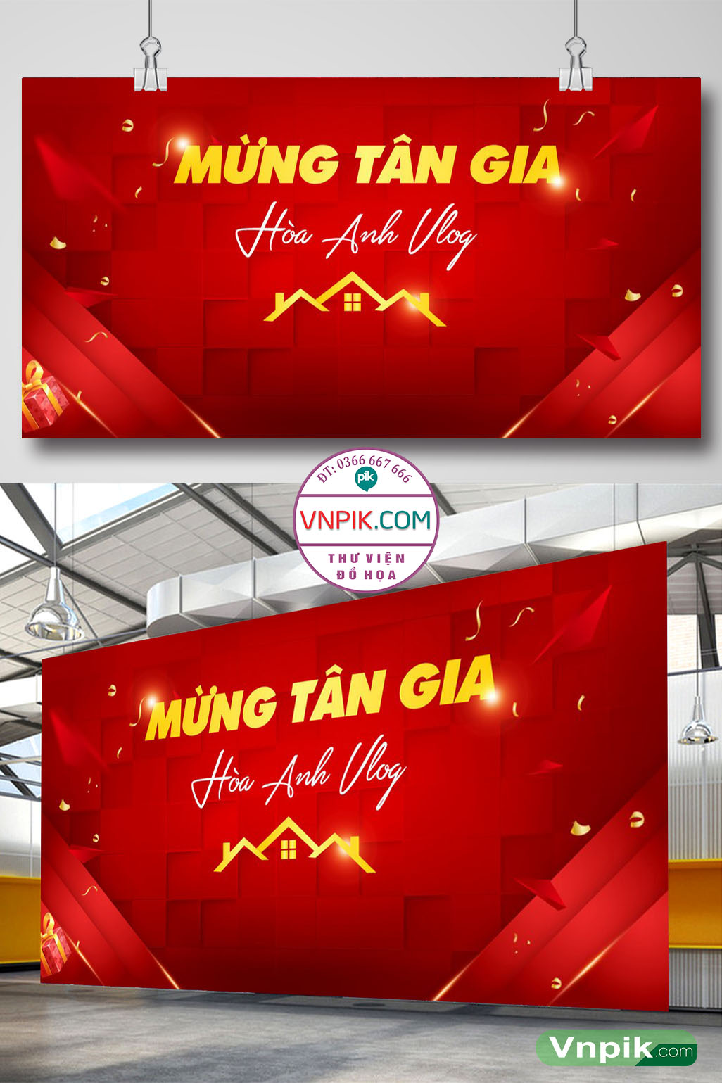 Phông nền sân khấu Mừng Tân Gia Hoàng Anh Vlog file corel