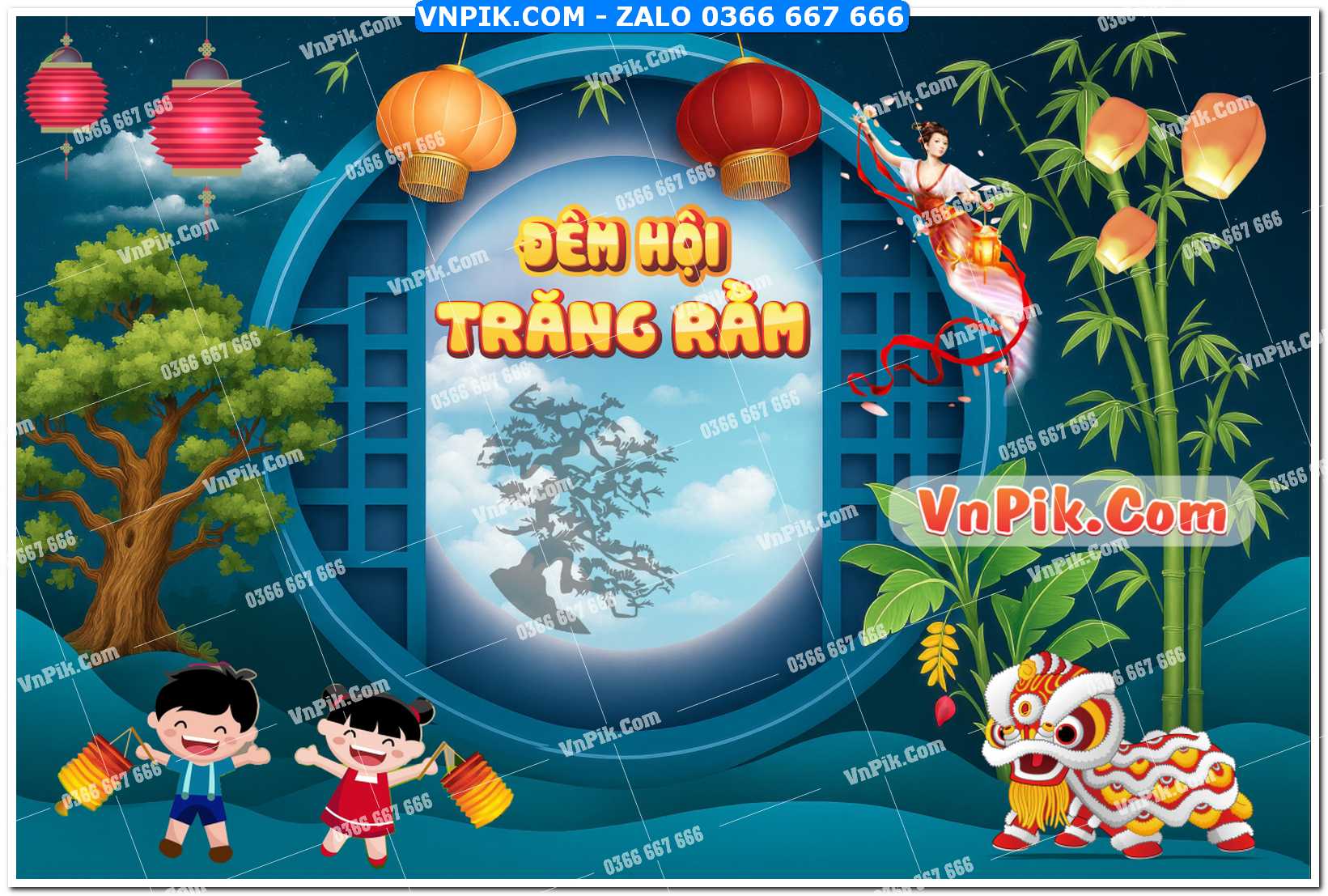 Phông nền trung thu – Vui hội trăng rằm (345)