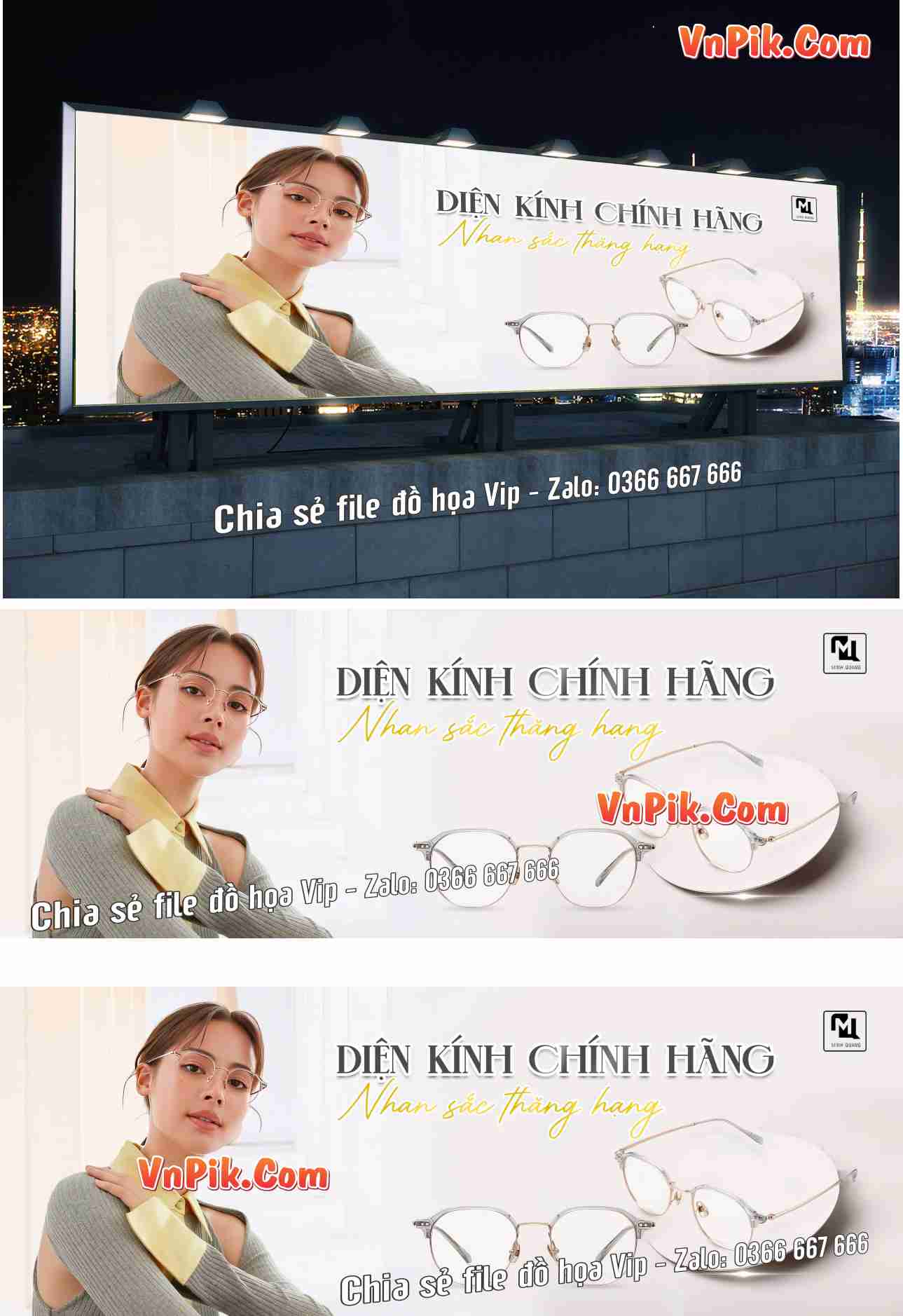 banner tranh tường shop kính mắt mẫu 1