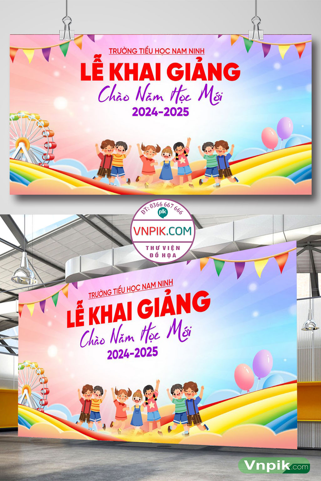 Backdrop Sân Khấu Khai Giảng Đẹp 2024 – 2025 File Corel Mẫu 89