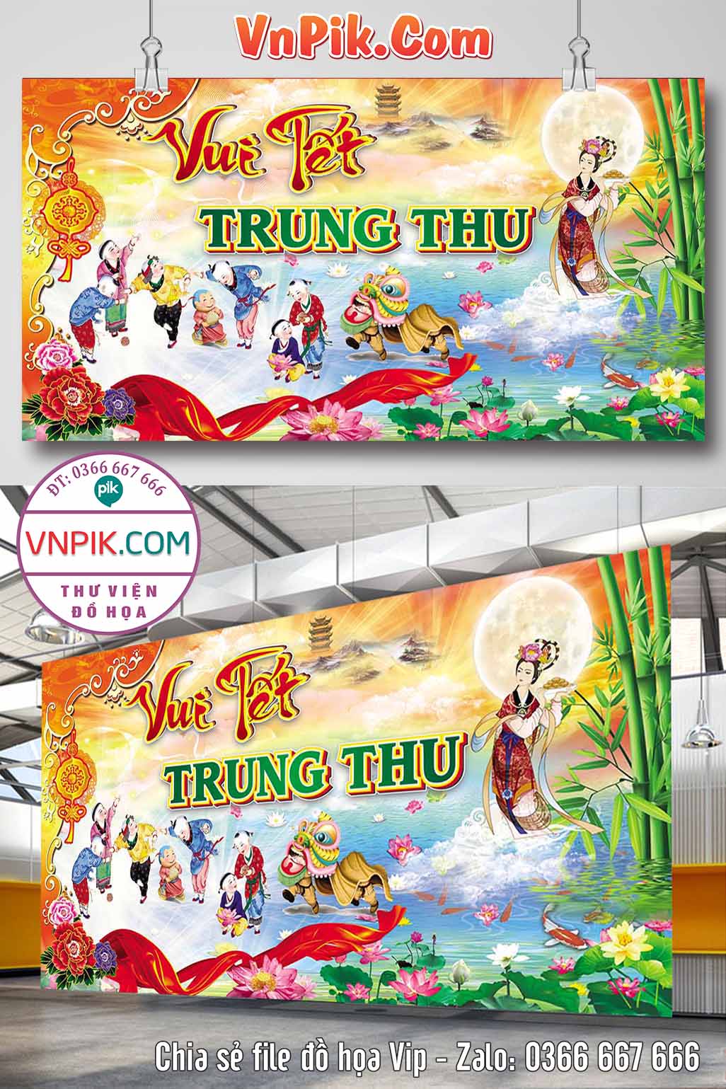 Phông Nền Sân Khấu Lễ Tết Trung Thu 2024 Đẹp 45