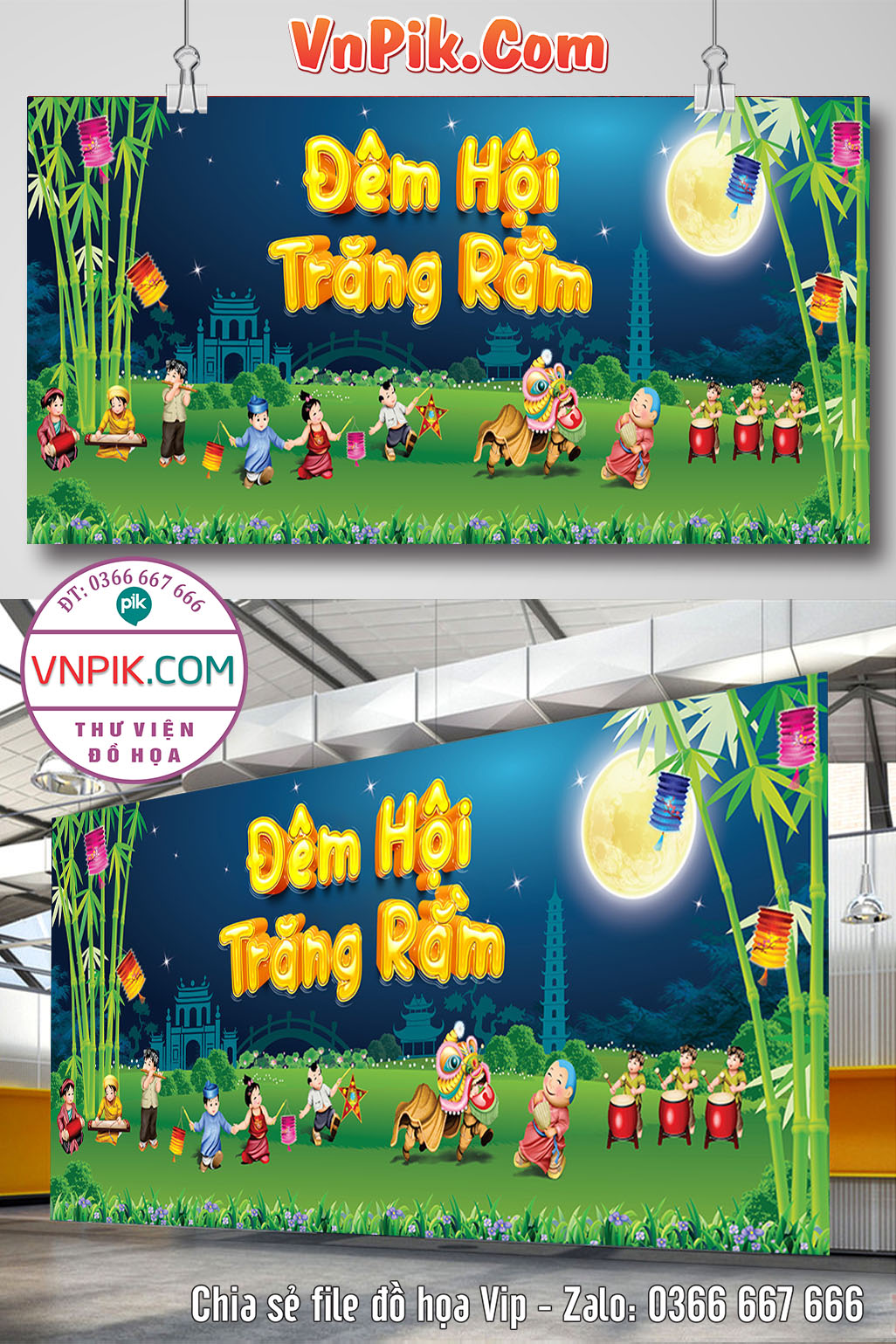 Phông Nền Sân Khấu Lễ Tết Trung Thu 2024 Đẹp 61